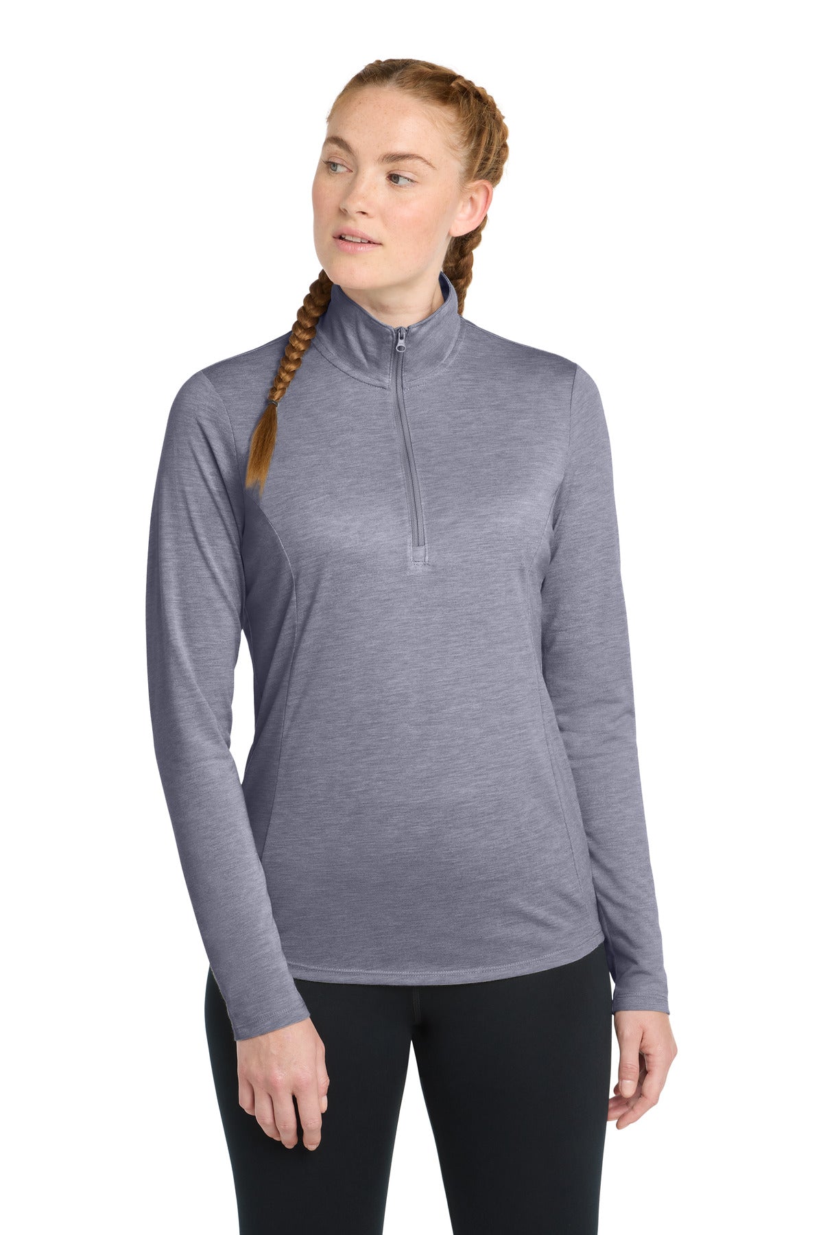 Custom True Navy Heather Tri-Blend Wicking 1/4-Zip Pullover LST407, personalized by SanCanDo Swag in Argyle, TX