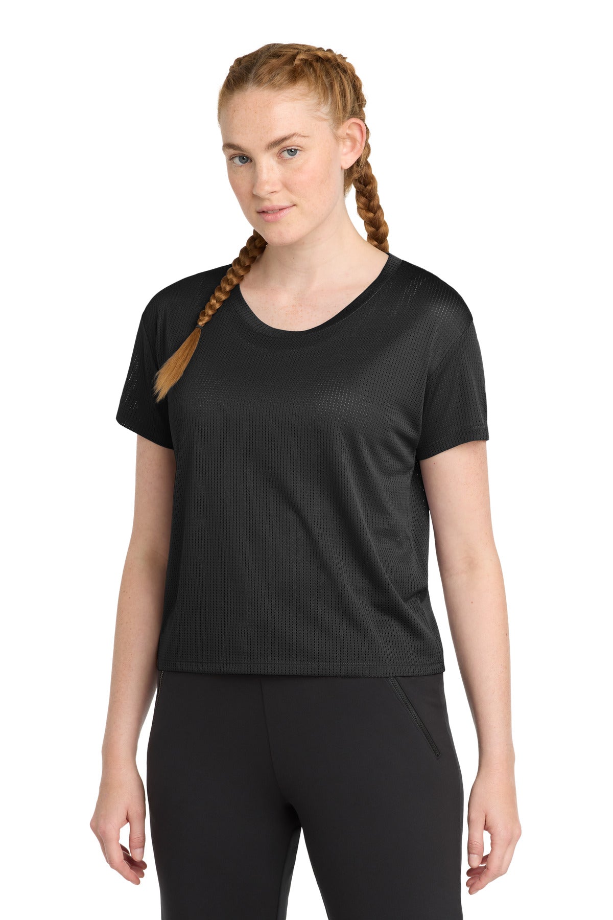 Custom Black Women's PosiCharge Draft Crop Tee LST411, personalized by SanCanDo Swag in Argyle, TX