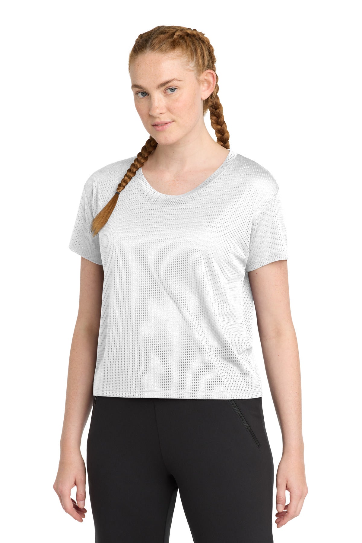 Custom White Women's PosiCharge Draft Crop Tee LST411, personalized by SanCanDo Swag in Argyle, TX