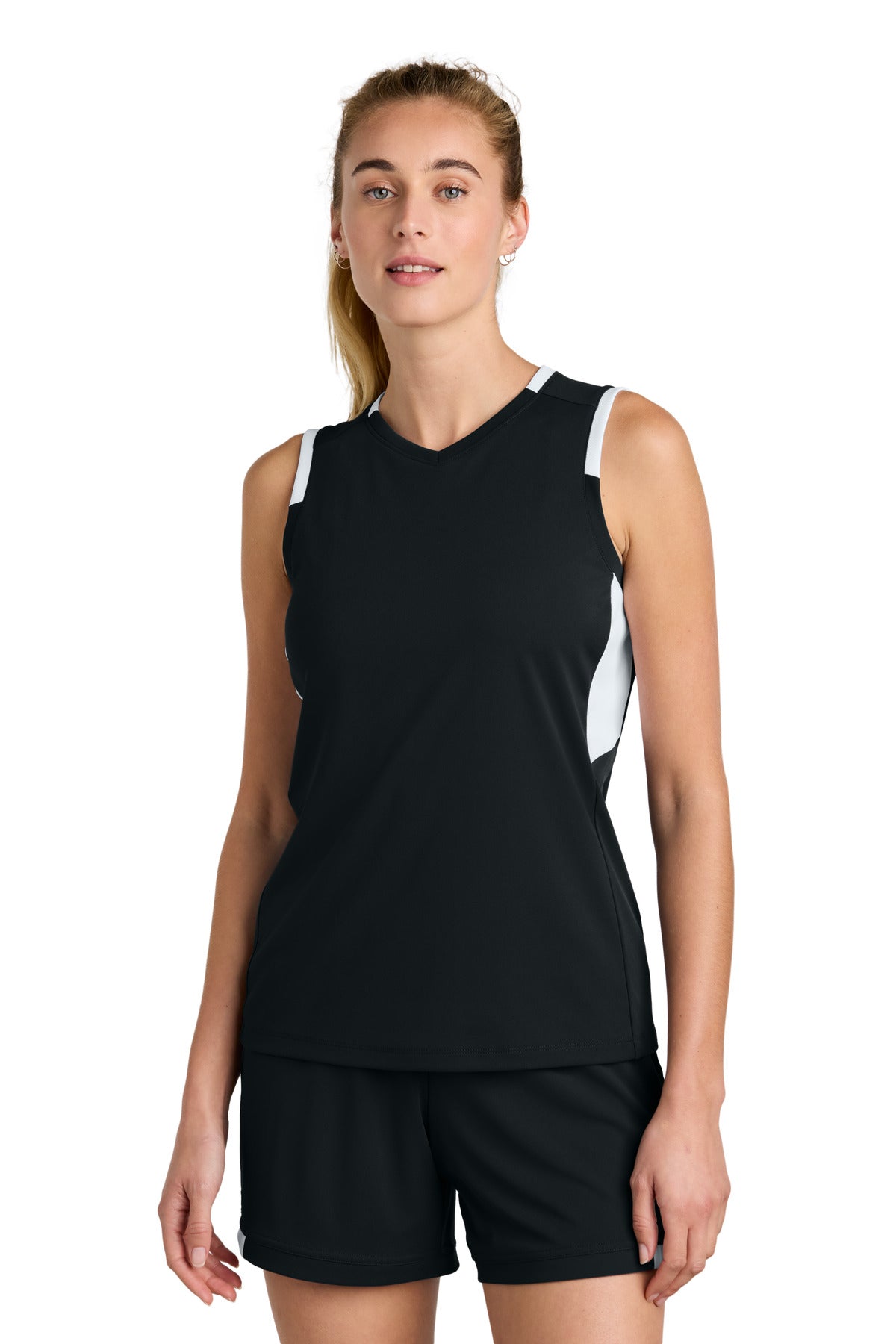 Custom Black/ White Women's Club Sleeveless V-Neck LST441, personalized by SanCanDo Swag in Argyle, TX