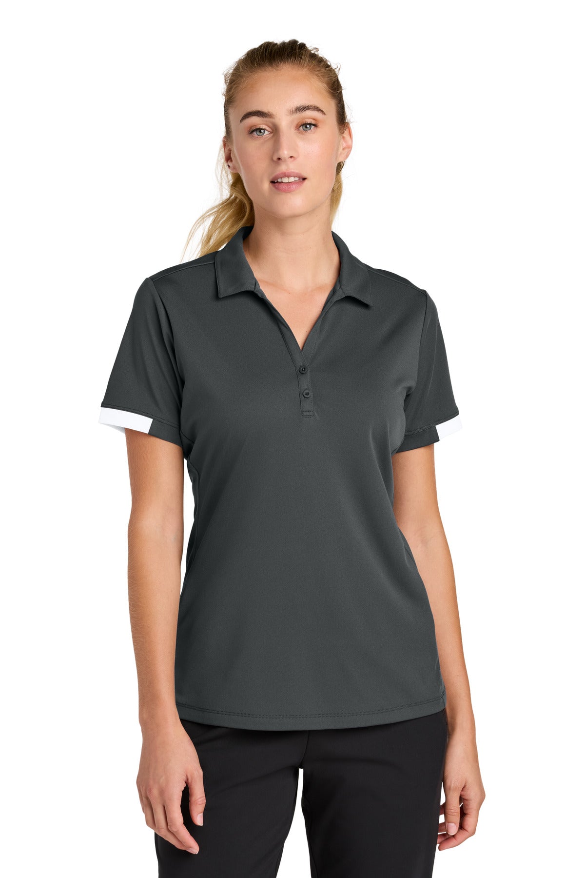 Custom Iron Grey/ White Women's Club Colorblock Polo LST444, personalized by SanCanDo Swag in Argyle, TX