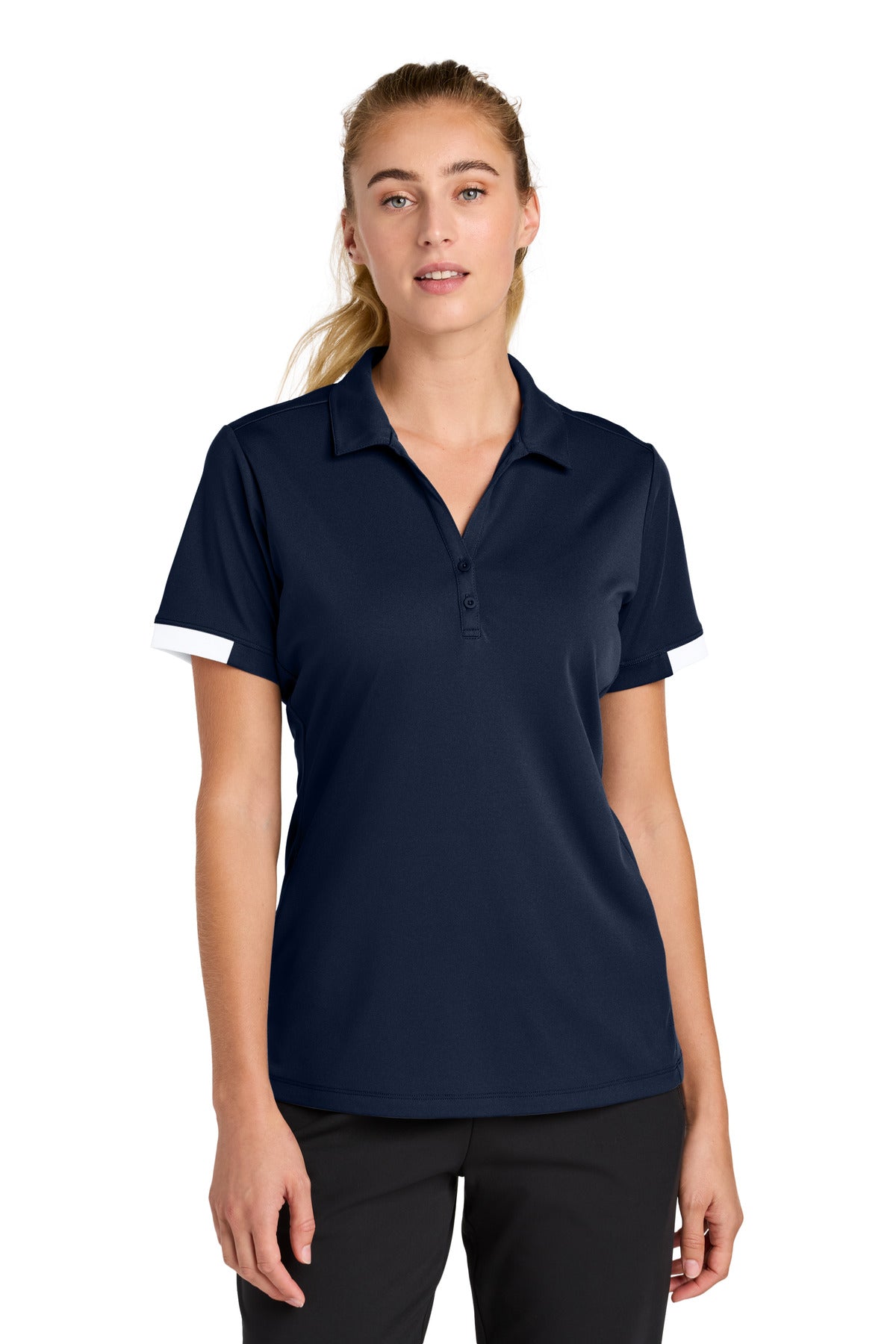 Custom True Navy/ White Women's Club Colorblock Polo LST444, personalized by SanCanDo Swag in Argyle, TX
