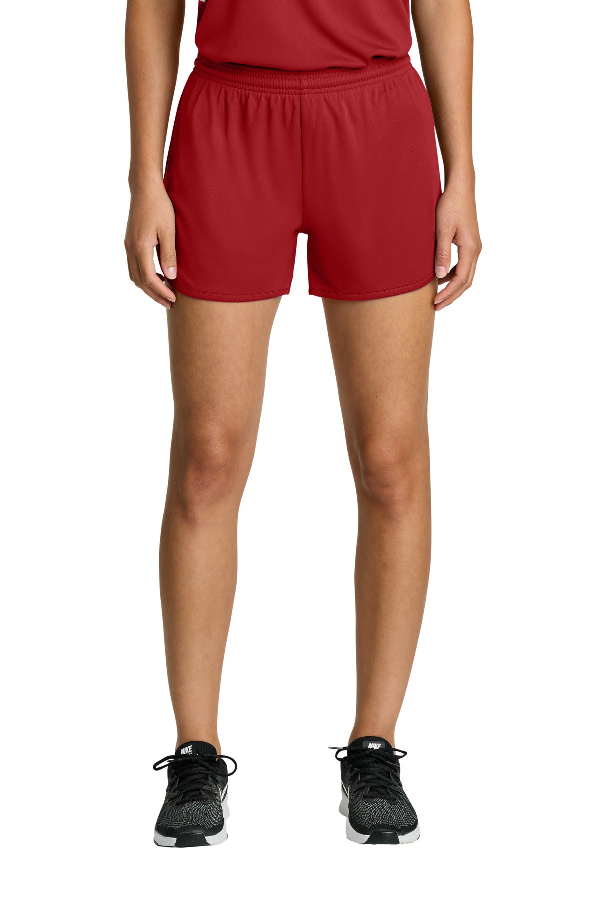 Custom Deep Red Women's Club 3" Track Short LST447, personalized by SanCanDo Swag in Argyle, TX