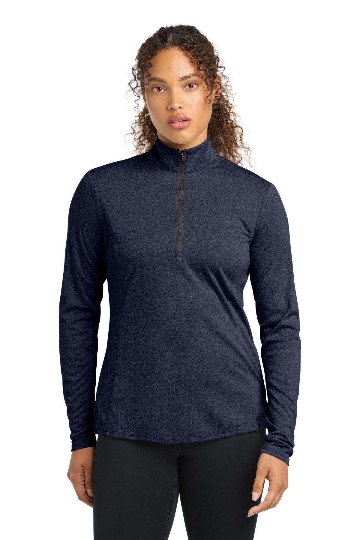 Custom Deep Navy Heather Women's Endeavor 1/2-Zip Pullover LST469, personalized by SanCanDo Swag in Argyle, TX