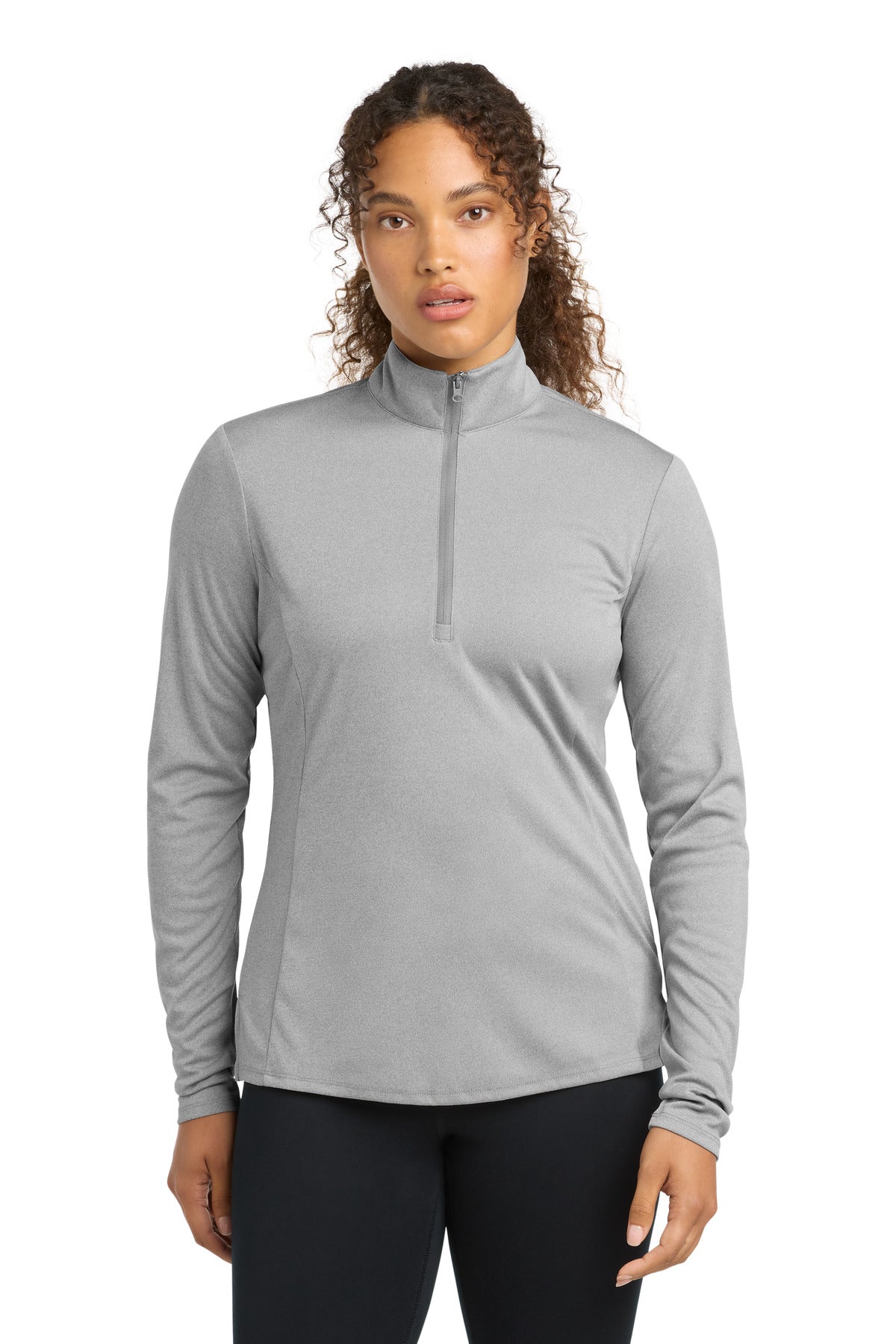 Custom Light Grey Heather Women's Endeavor 1/2-Zip Pullover LST469, personalized by SanCanDo Swag in Argyle, TX