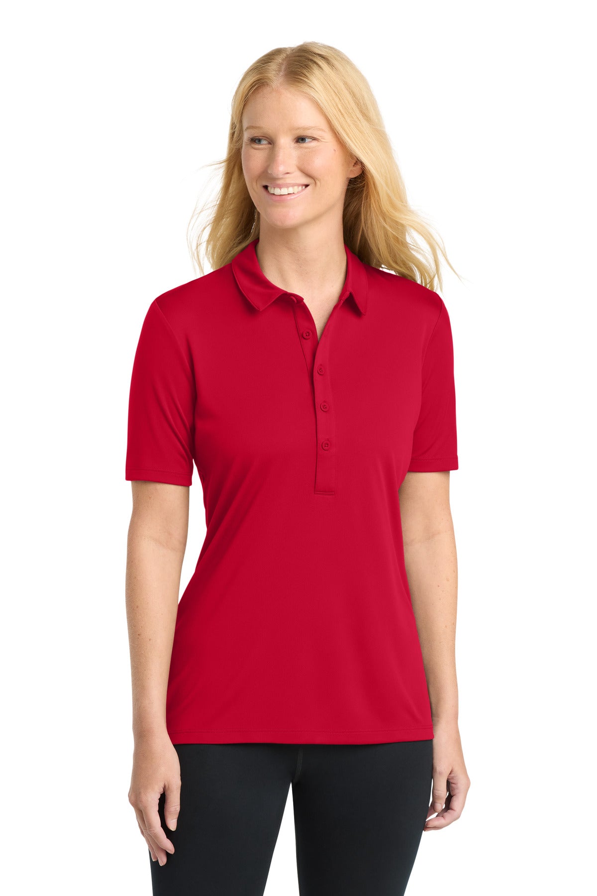 Custom True Red Women's Posi-UV Pro Polo LST520, personalized by SanCanDo Swag in Argyle, TX