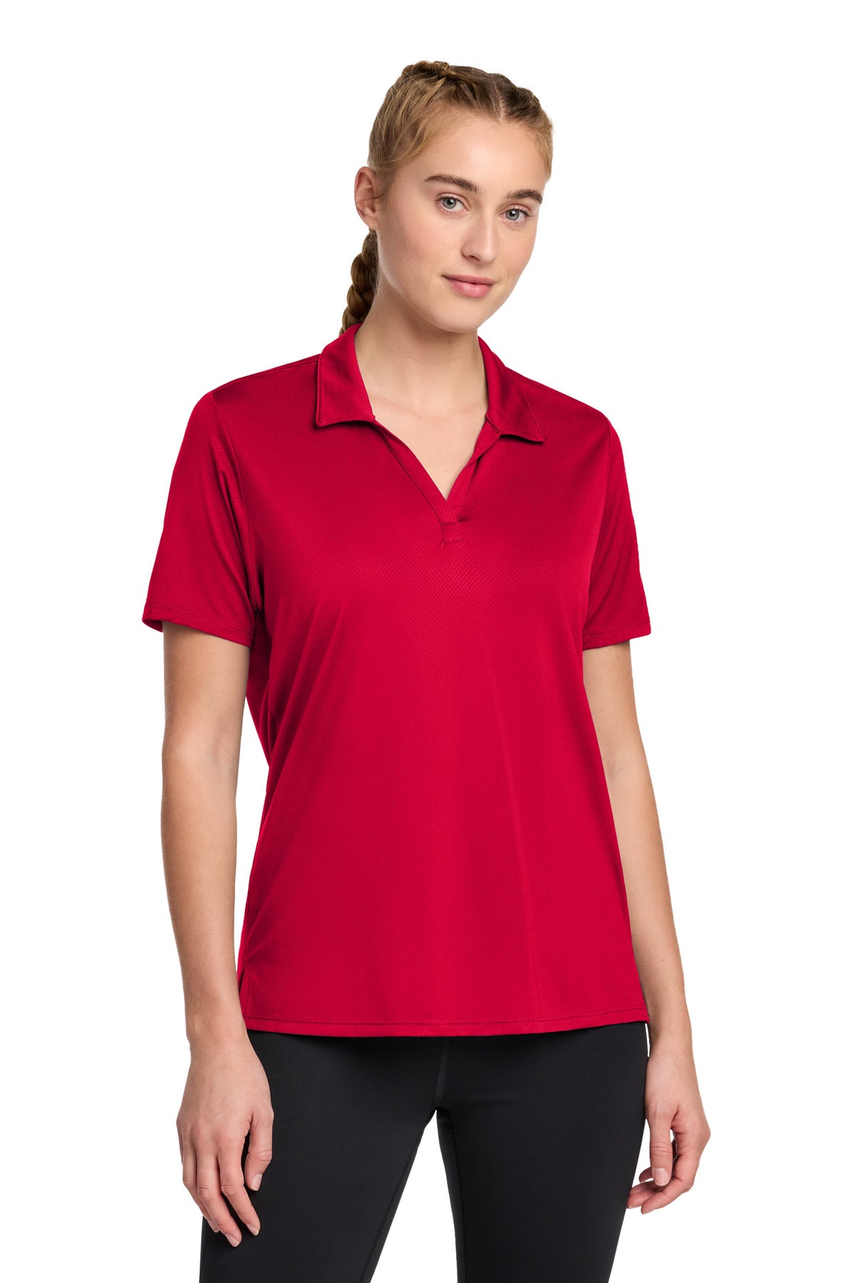 Custom Deep Red Women's Sideline Polo LST535, personalized by SanCanDo Swag in Argyle, TX