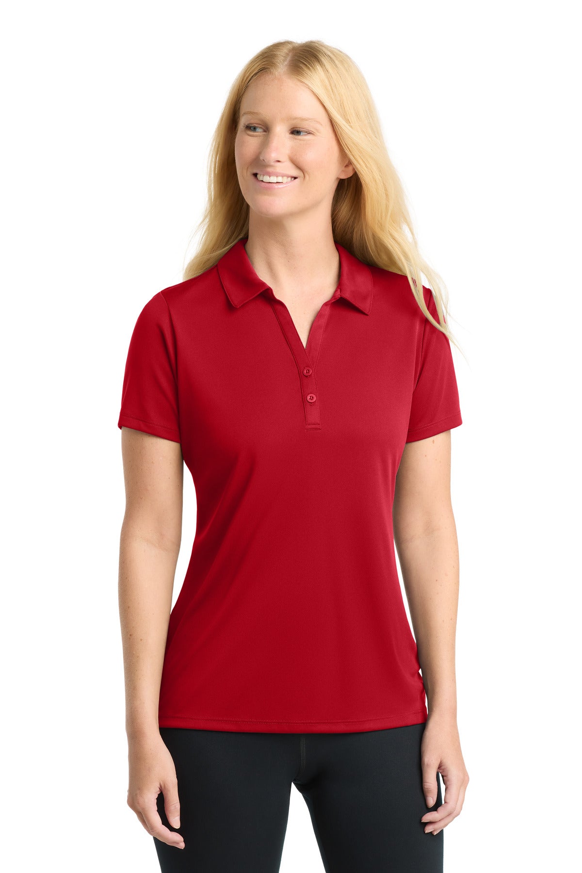Custom True Red Women's PosiCharge Competitor Polo LST550, personalized by SanCanDo Swag in Argyle, TX