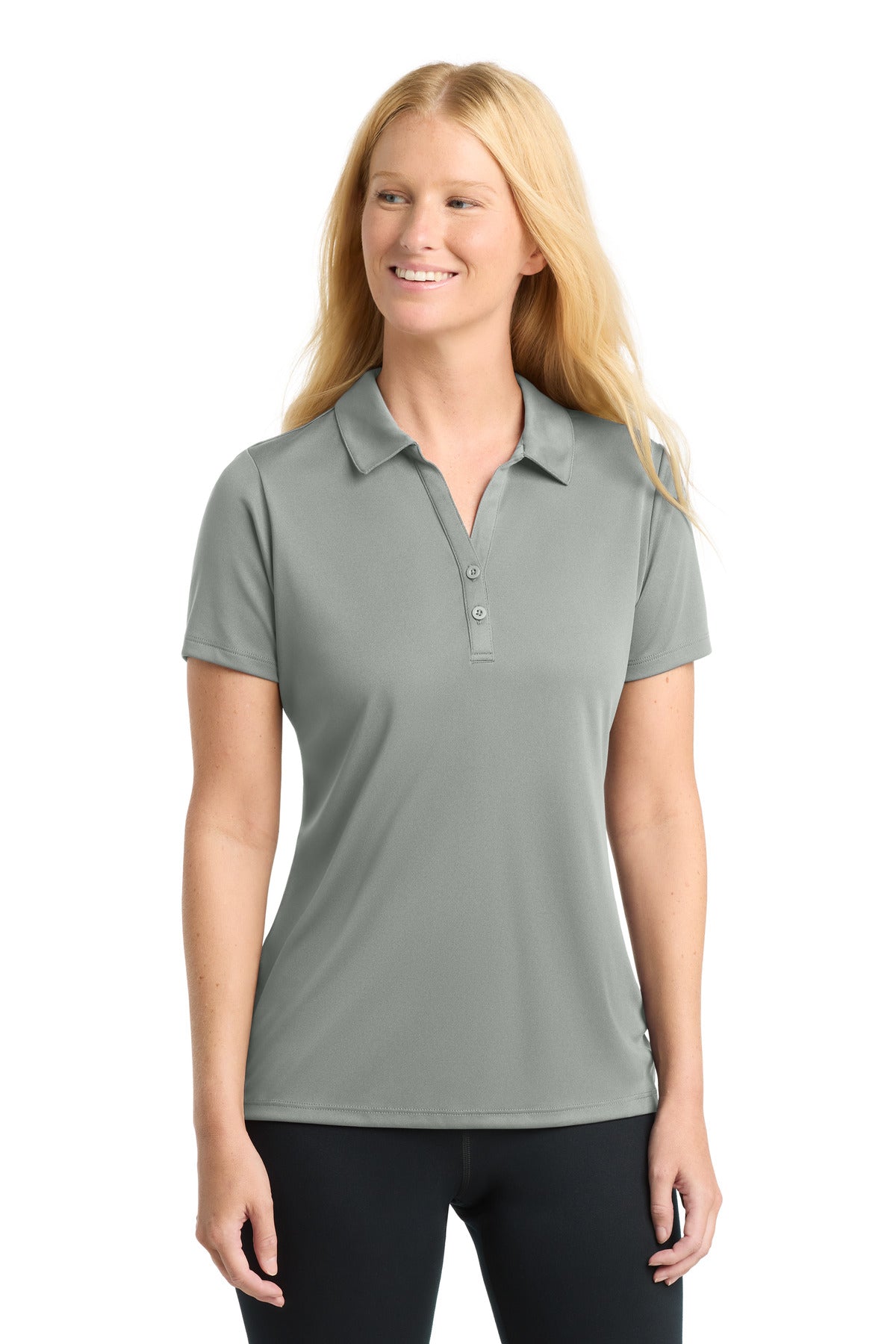 Custom Silver Women's PosiCharge Competitor Polo LST550, personalized by SanCanDo Swag in Argyle, TX