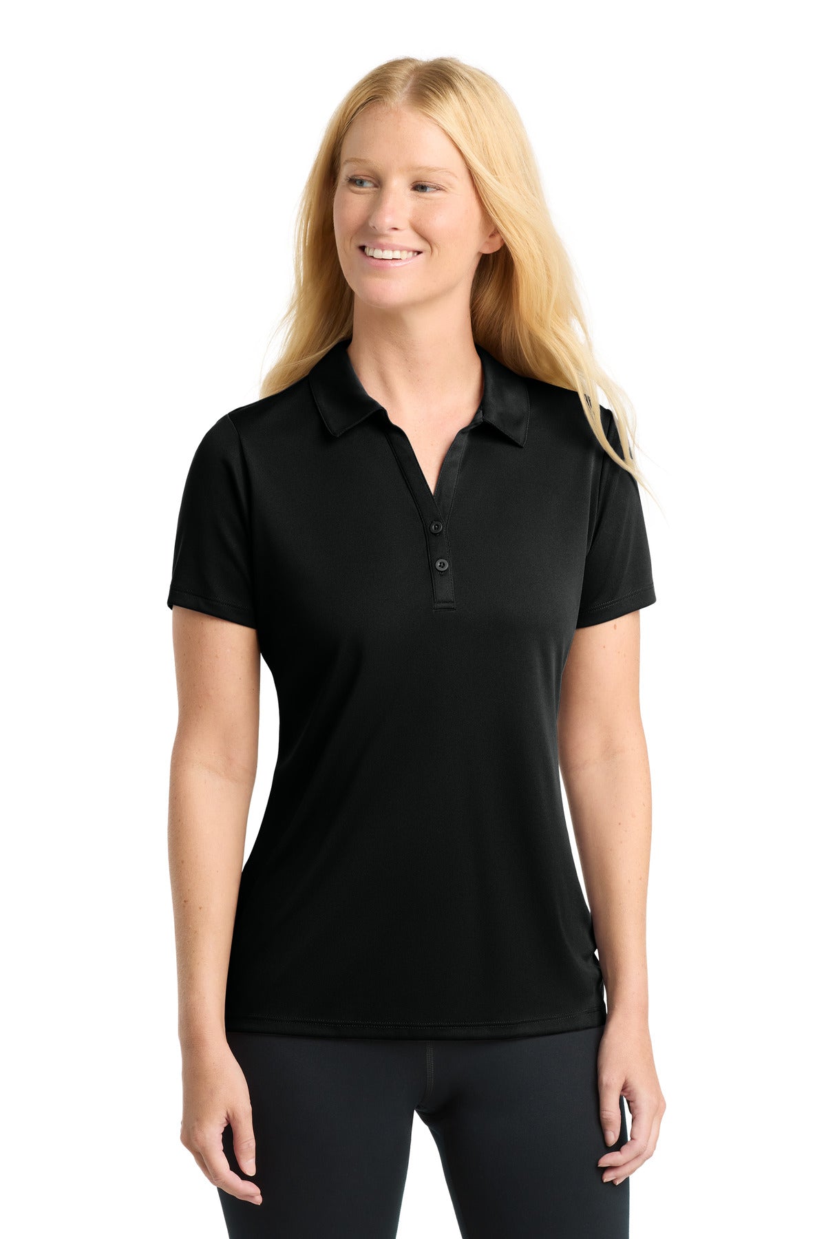 Custom Black Women's PosiCharge Competitor Polo LST550, personalized by SanCanDo Swag in Argyle, TX