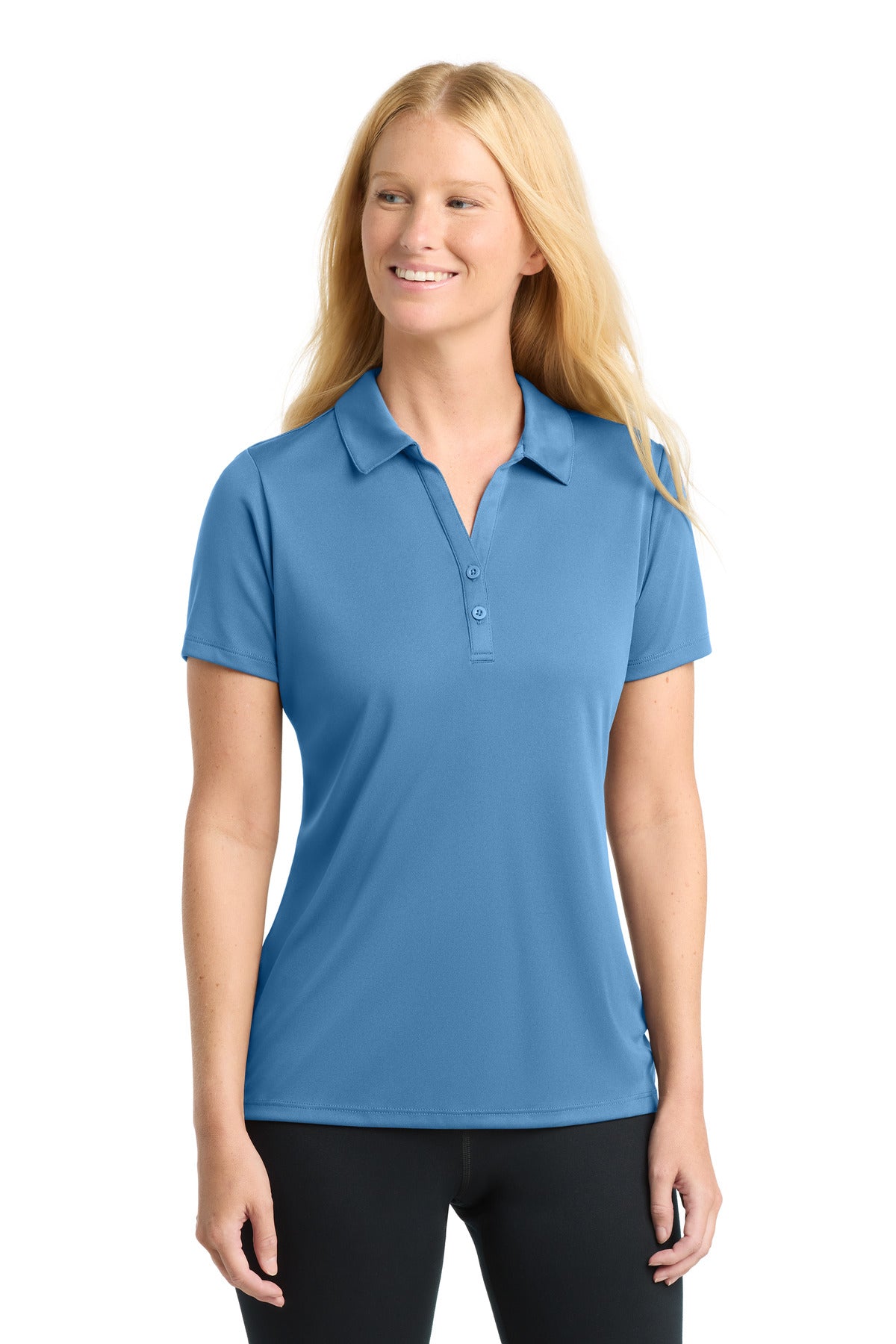 Custom Carolina Blue Women's PosiCharge Competitor Polo LST550, personalized by SanCanDo Swag in Argyle, TX