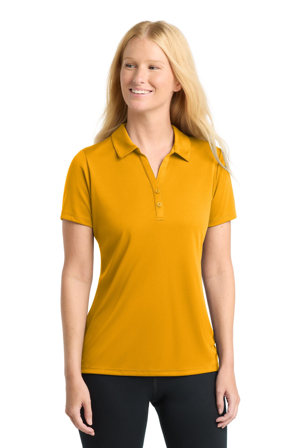Custom Gold Women's PosiCharge Competitor Polo LST550, personalized by SanCanDo Swag in Argyle, TX