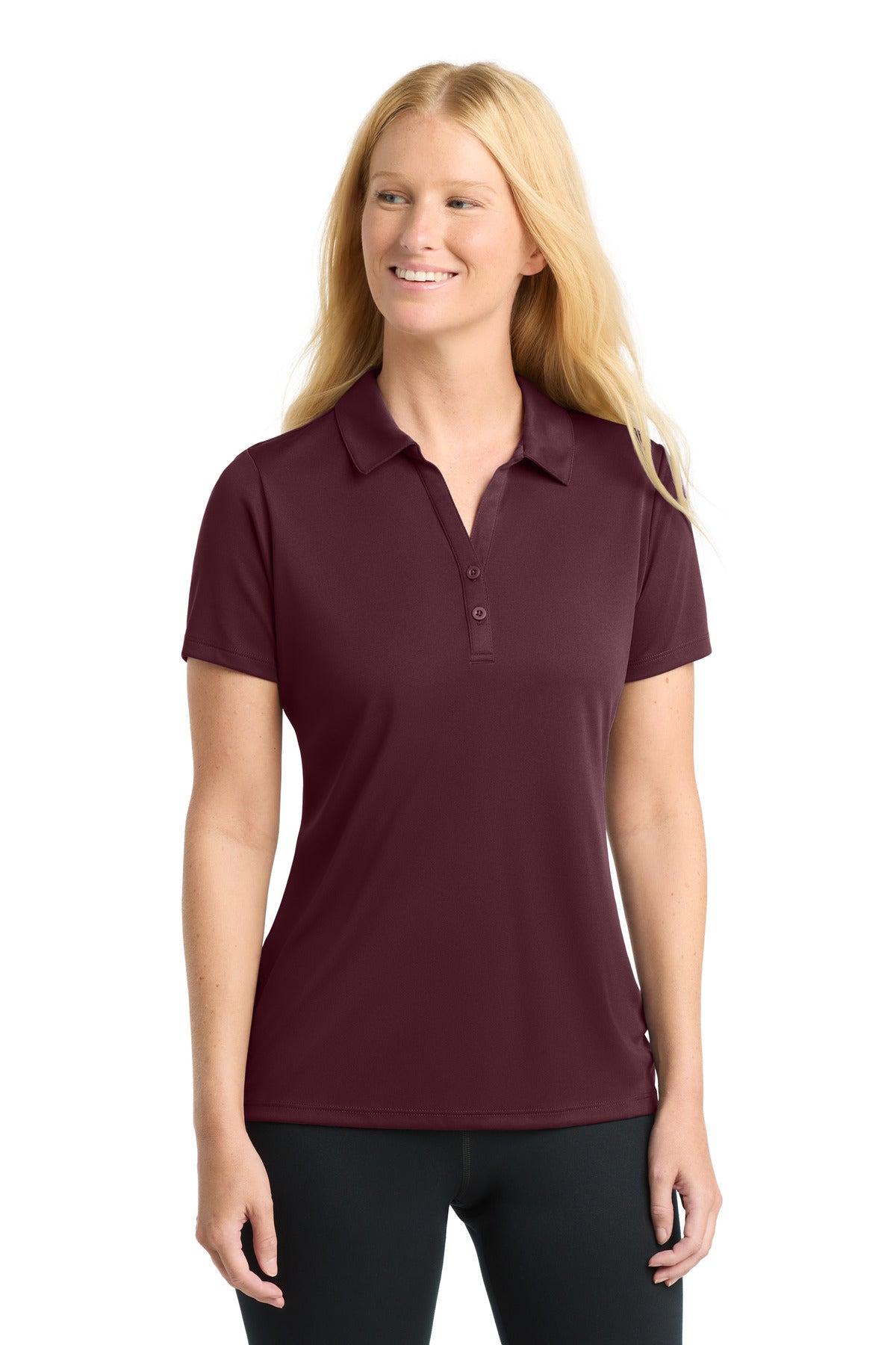 Custom Maroon Women's PosiCharge Competitor Polo LST550, personalized by SanCanDo Swag in Argyle, TX