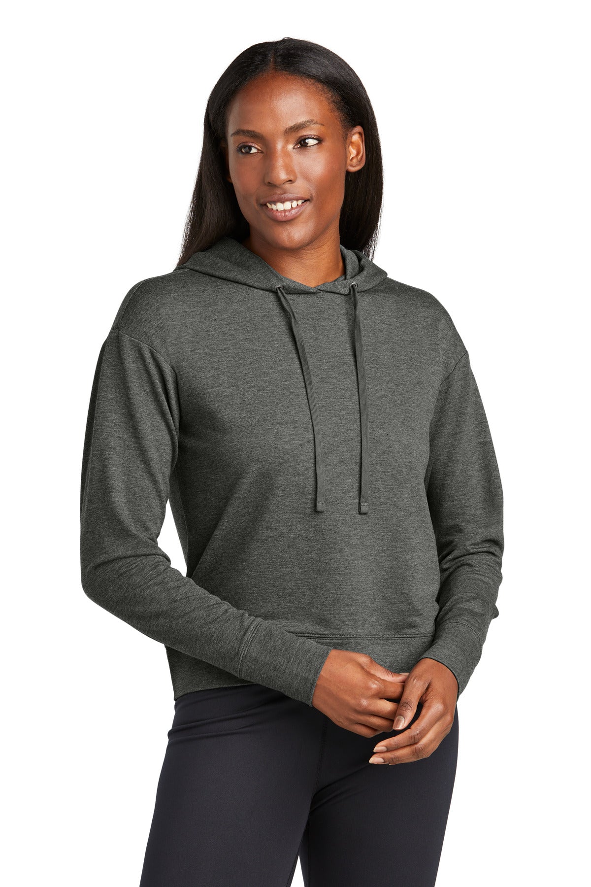 Custom Dark Grey Heather Sport-Wick Flex Fleece Pullover Hoodie LST562, personalized by SanCanDo Swag in Argyle, TX
