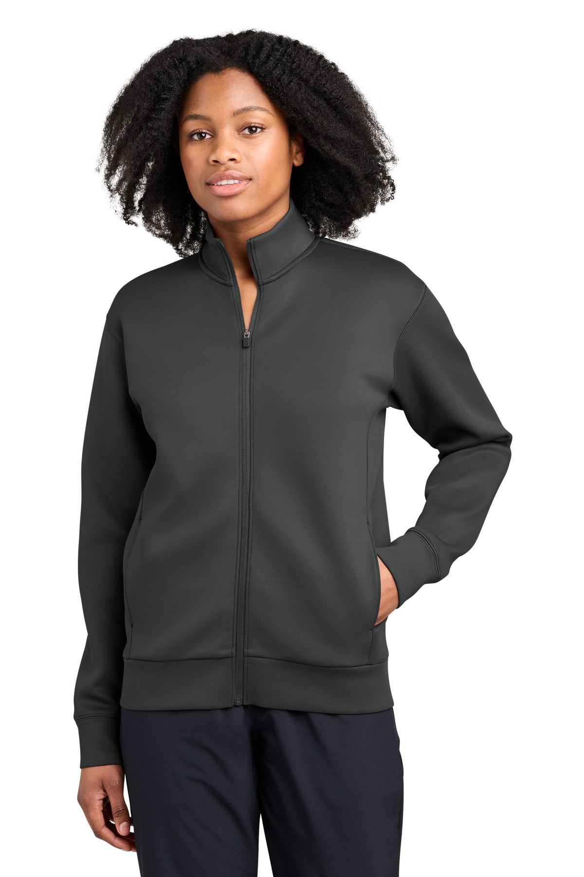 Custom Iron Grey Women's Pro Perform Full-Zip Jacket LST582, personalized by SanCanDo Swag in Argyle, TX