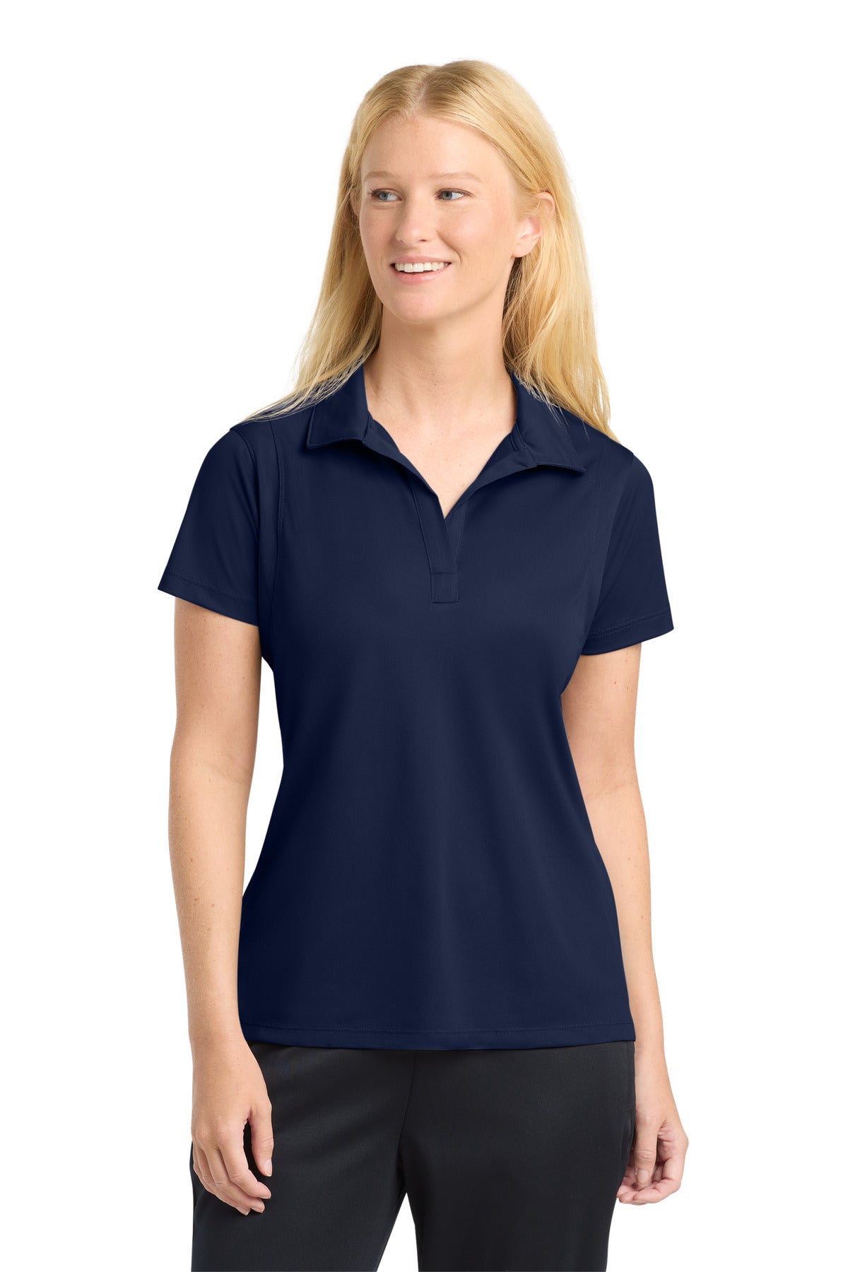 Custom True Navy Women's Micropique Sport-Wick Polo LST650, personalized by SanCanDo Swag in Argyle, TX