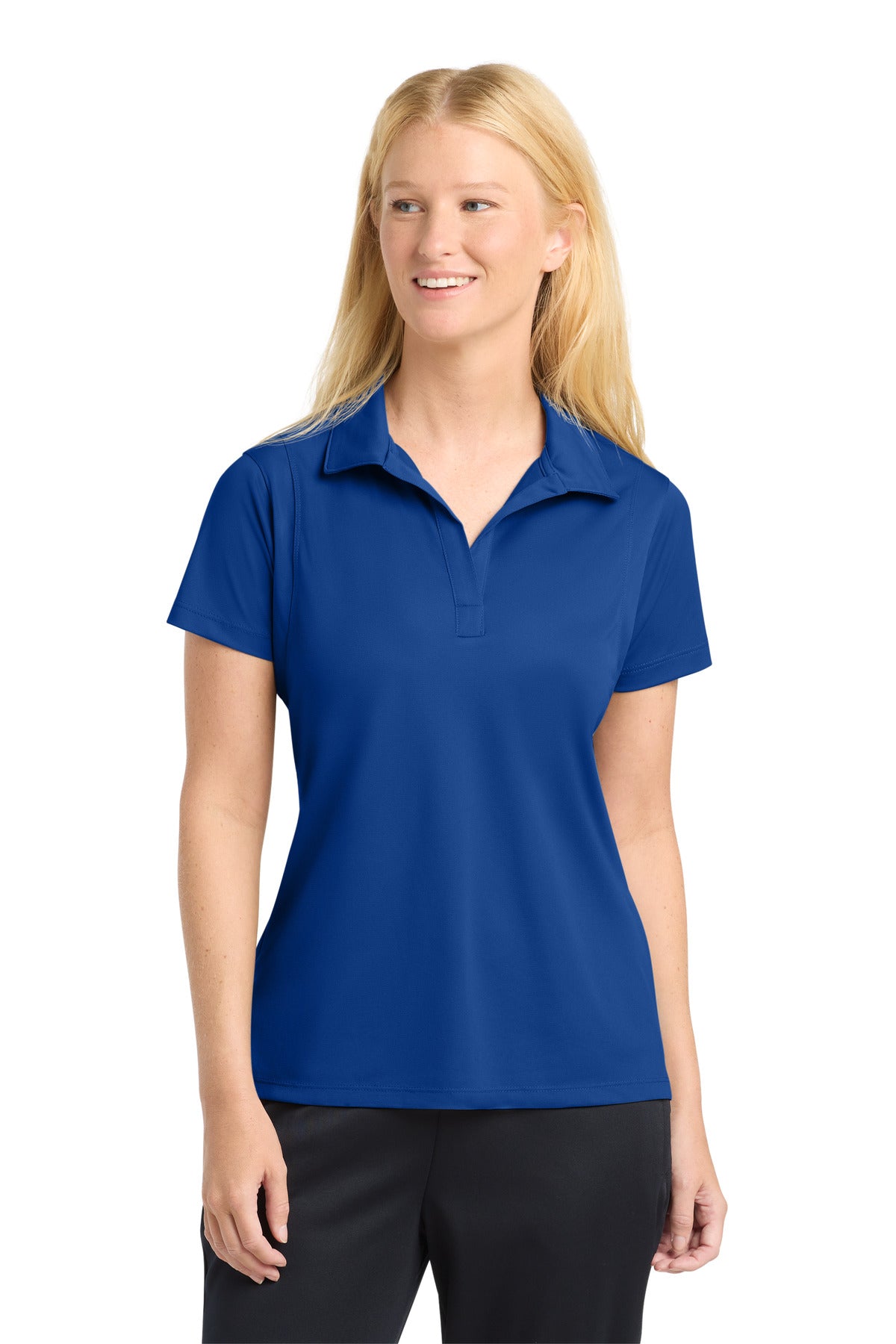 Custom True Royal Women's Micropique Sport-Wick Polo LST650, personalized by SanCanDo Swag in Argyle, TX