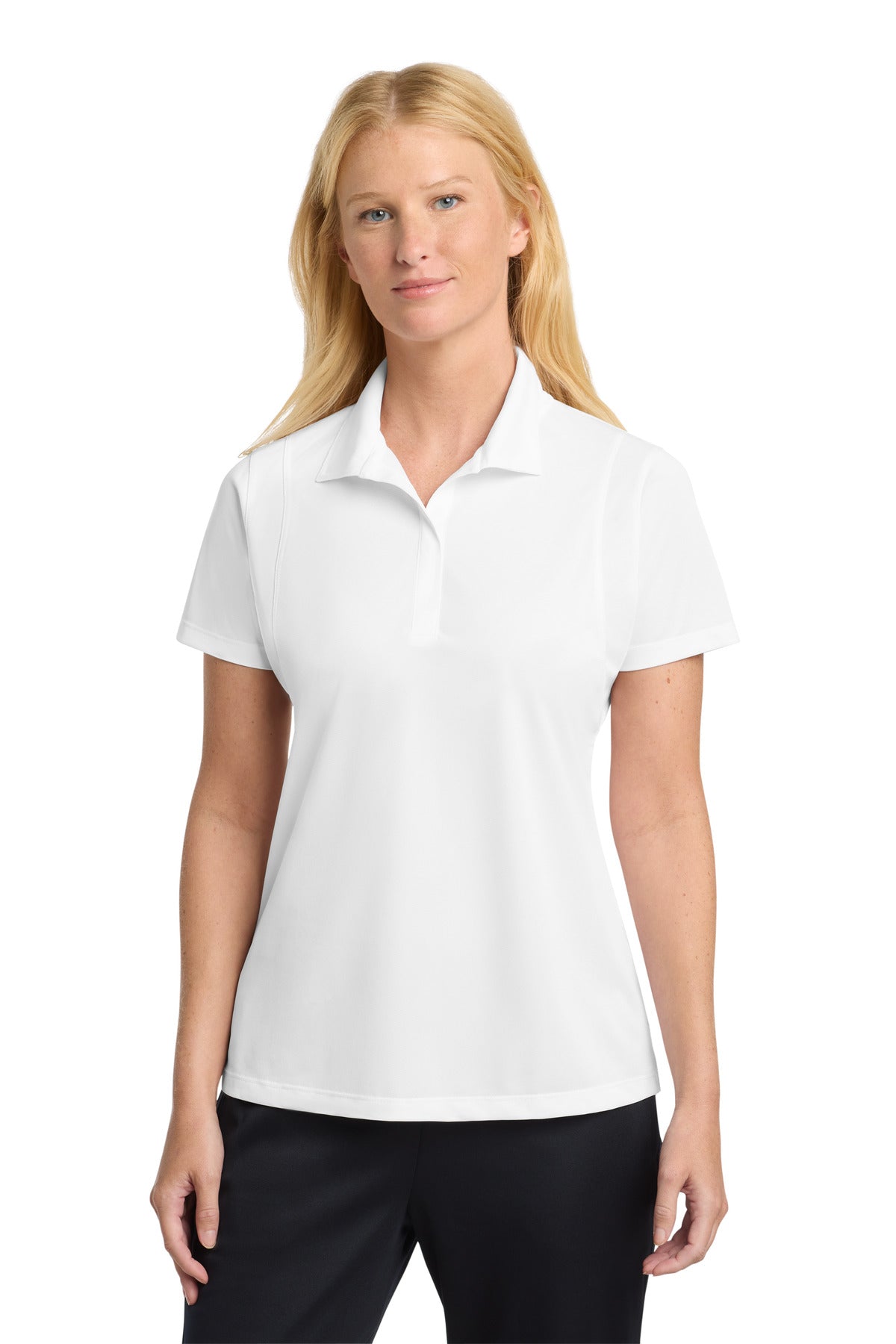 Custom White Women's Micropique Sport-Wick Polo LST650, personalized by SanCanDo Swag in Argyle, TX