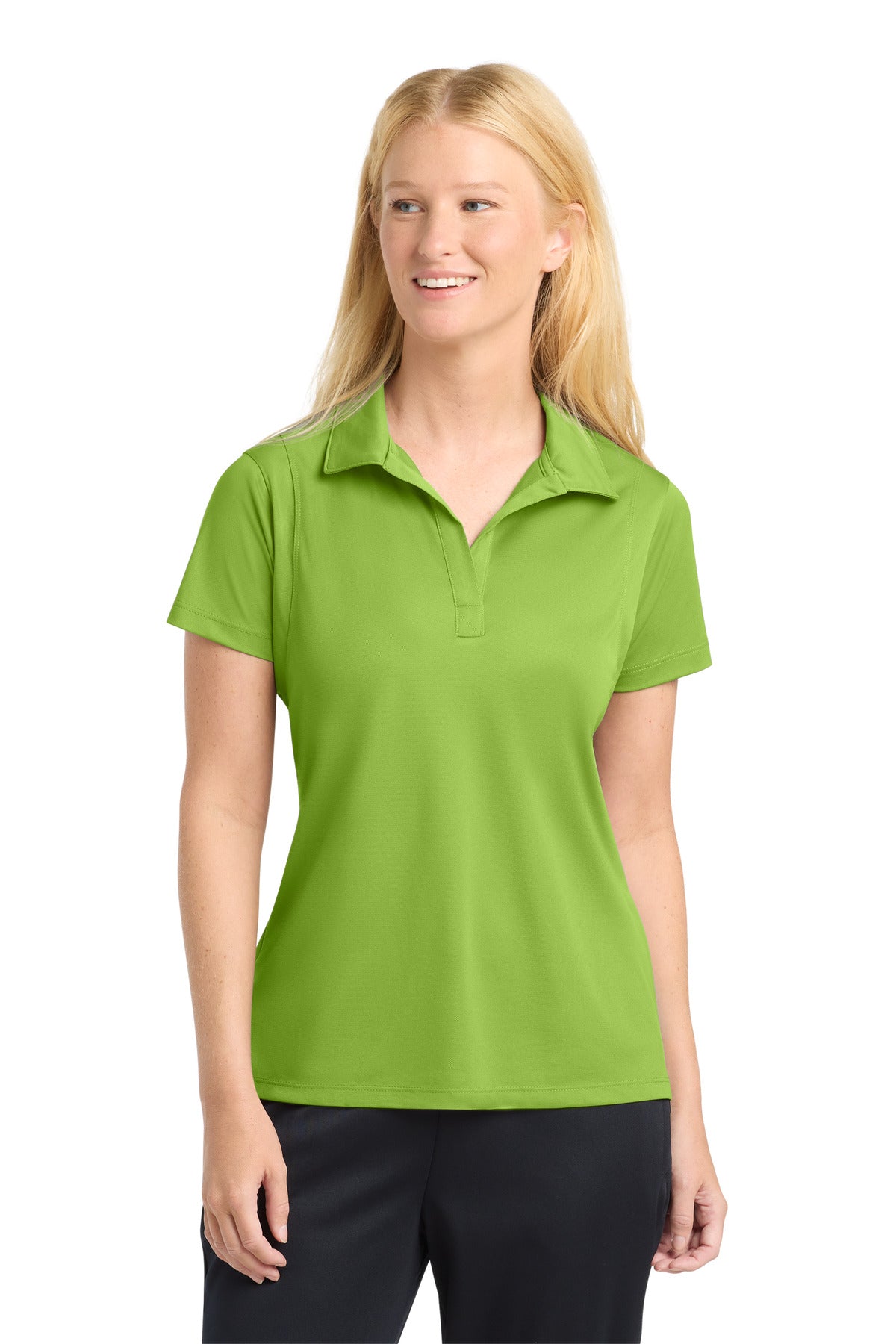 Custom Lime Shock Women's Micropique Sport-Wick Polo LST650, personalized by SanCanDo Swag in Argyle, TX