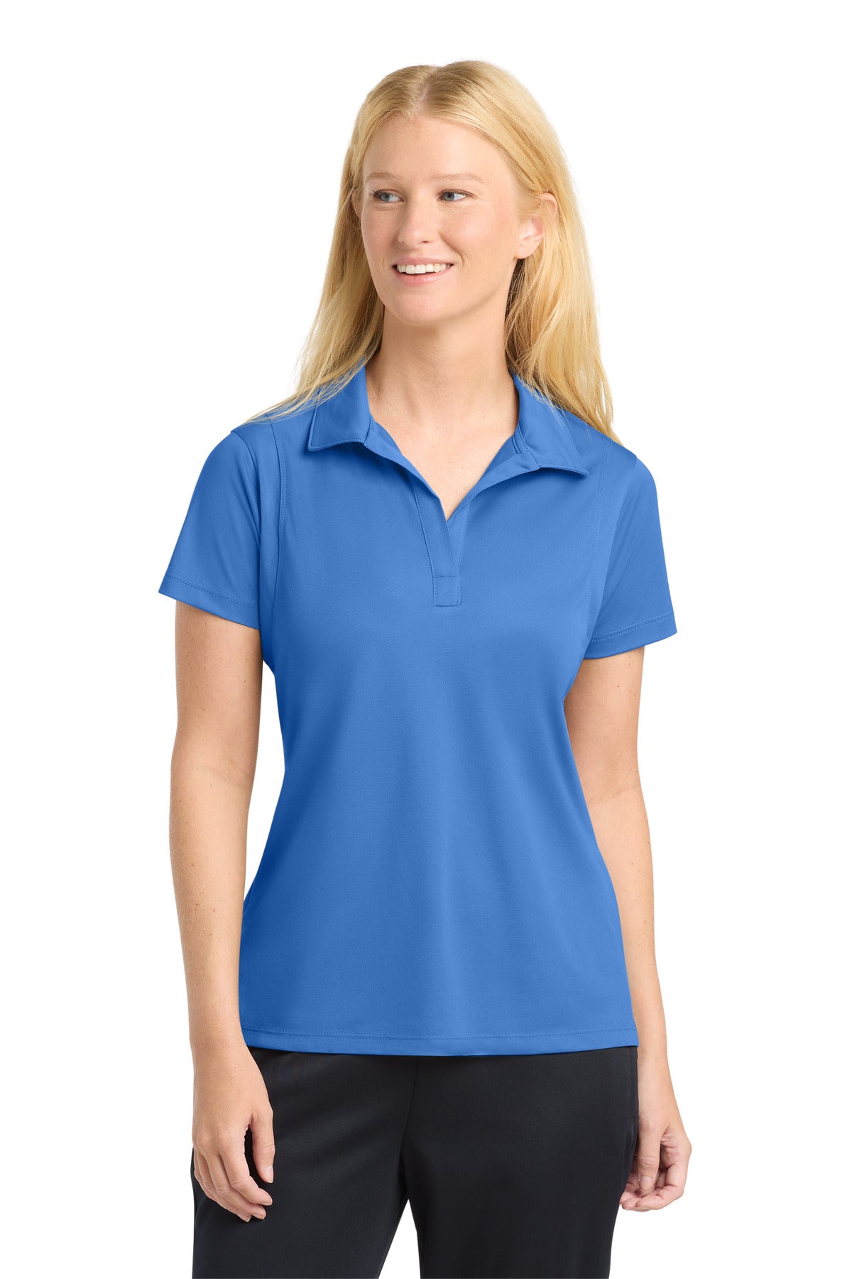Custom Blue Lake Women's Micropique Sport-Wick Polo LST650, personalized by SanCanDo Swag in Argyle, TX