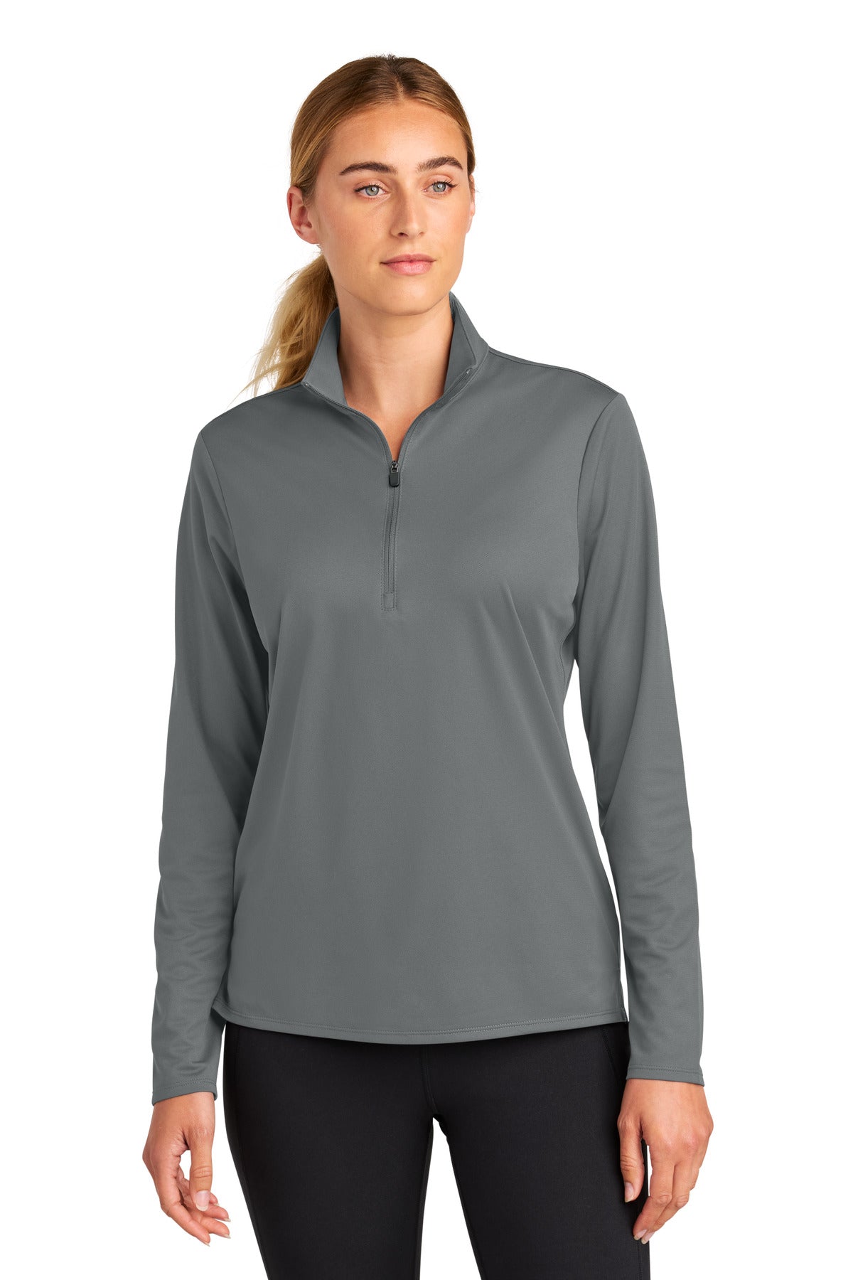 Custom Grey Concrete Women's Micropique Sport-Wick 1/4-Zip LST672, personalized by SanCanDo Swag in Argyle, TX