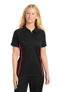 Custom Black/ Red PosiCharge Micro-Mesh Colorblock Polo LST685, personalized by SanCanDo Swag in Argyle, TX