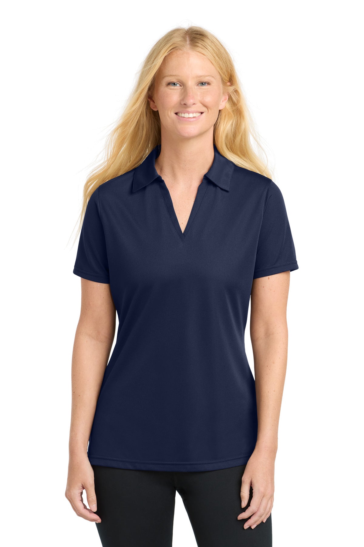 Custom True Navy Women's PosiCharge Active Textured Polo LST690, personalized by SanCanDo Swag in Argyle, TX