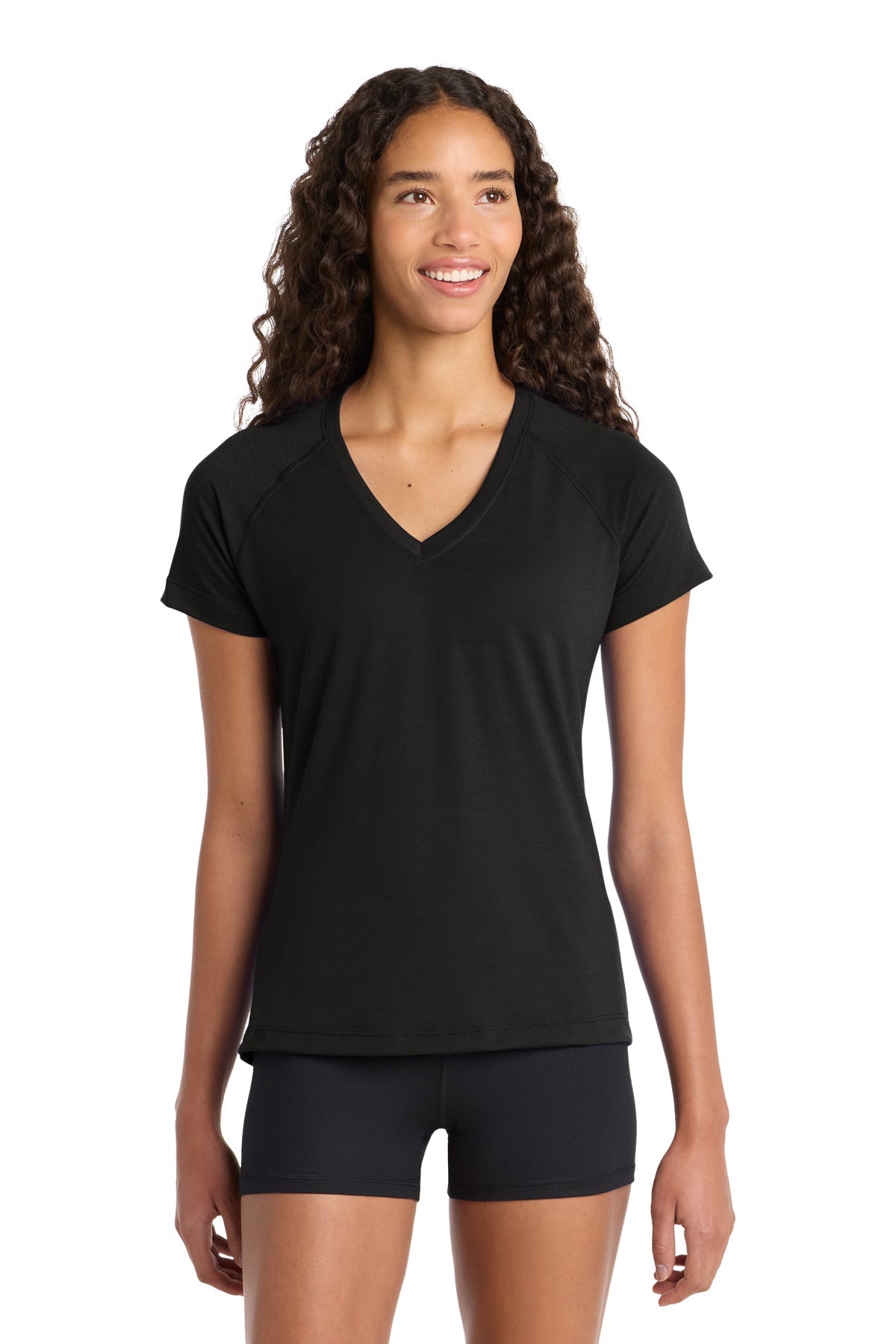 Custom Black Women's Ultimate Performance V-Neck LST700, personalized by SanCanDo Swag in Argyle, TX