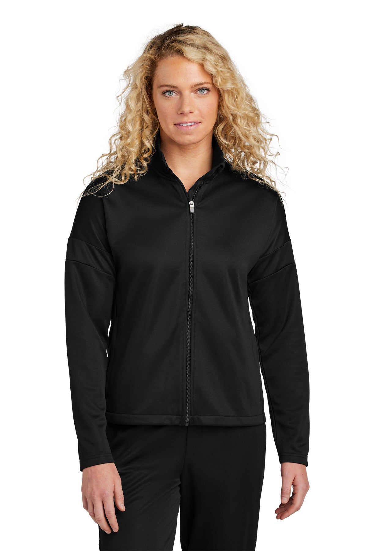 Custom Black/ Black Women's Travel Full-Zip Jacket LST800, personalized by SanCanDo Swag in Argyle, TX