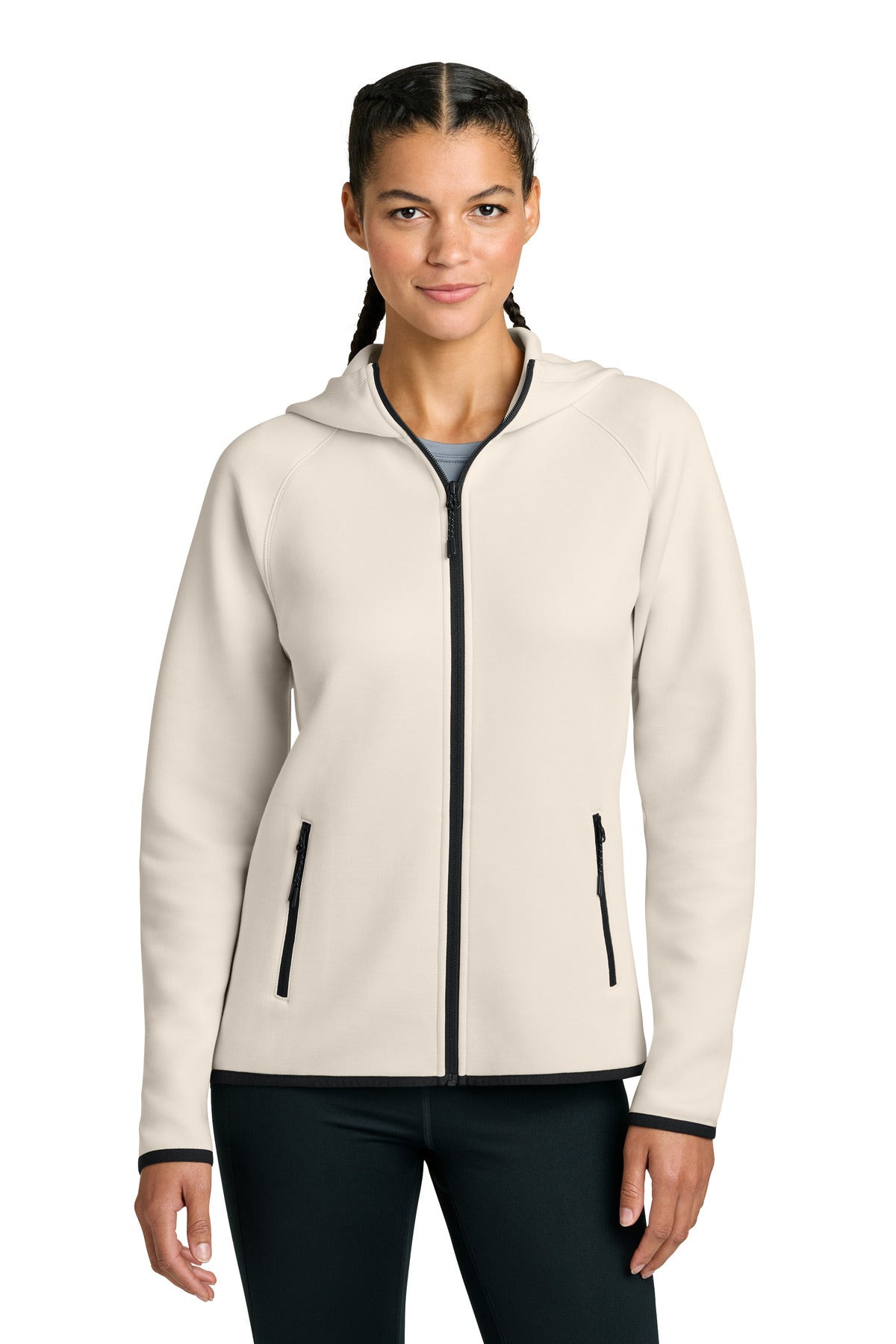 Custom Ecru Women's Phenom Full-Zip Hoodie LST840, personalized by SanCanDo Swag in Argyle, TX
