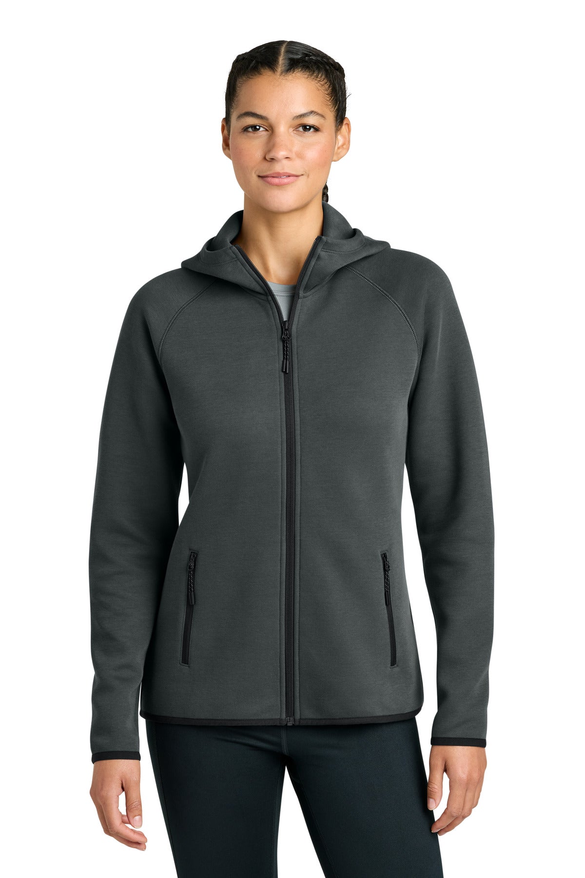 Custom Iron Grey Women's Phenom Full-Zip Hoodie LST840, personalized by SanCanDo Swag in Argyle, TX