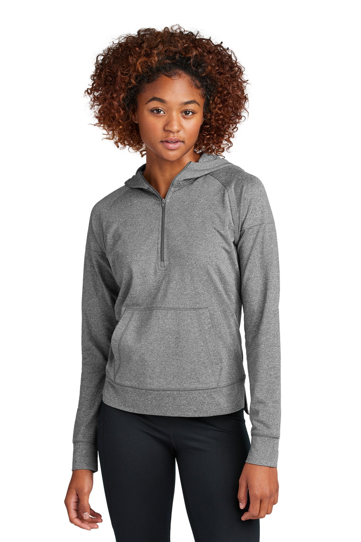 Custom Charcoal Grey Heather Sport-Wick Stretch 1/2-Zip Hoodie LST856, personalized by SanCanDo Swag in Argyle, TX