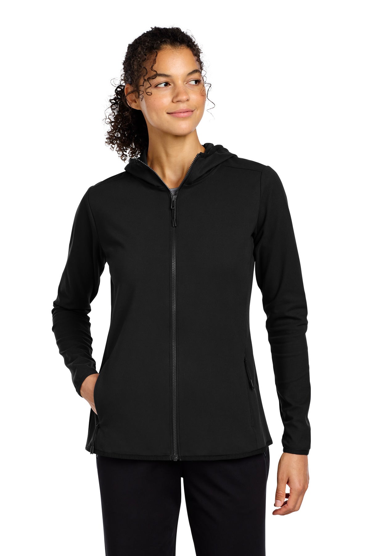 Custom Deep Black Women's Circuit Hooded Full-Zip LST870, personalized by SanCanDo Swag in Argyle, TX