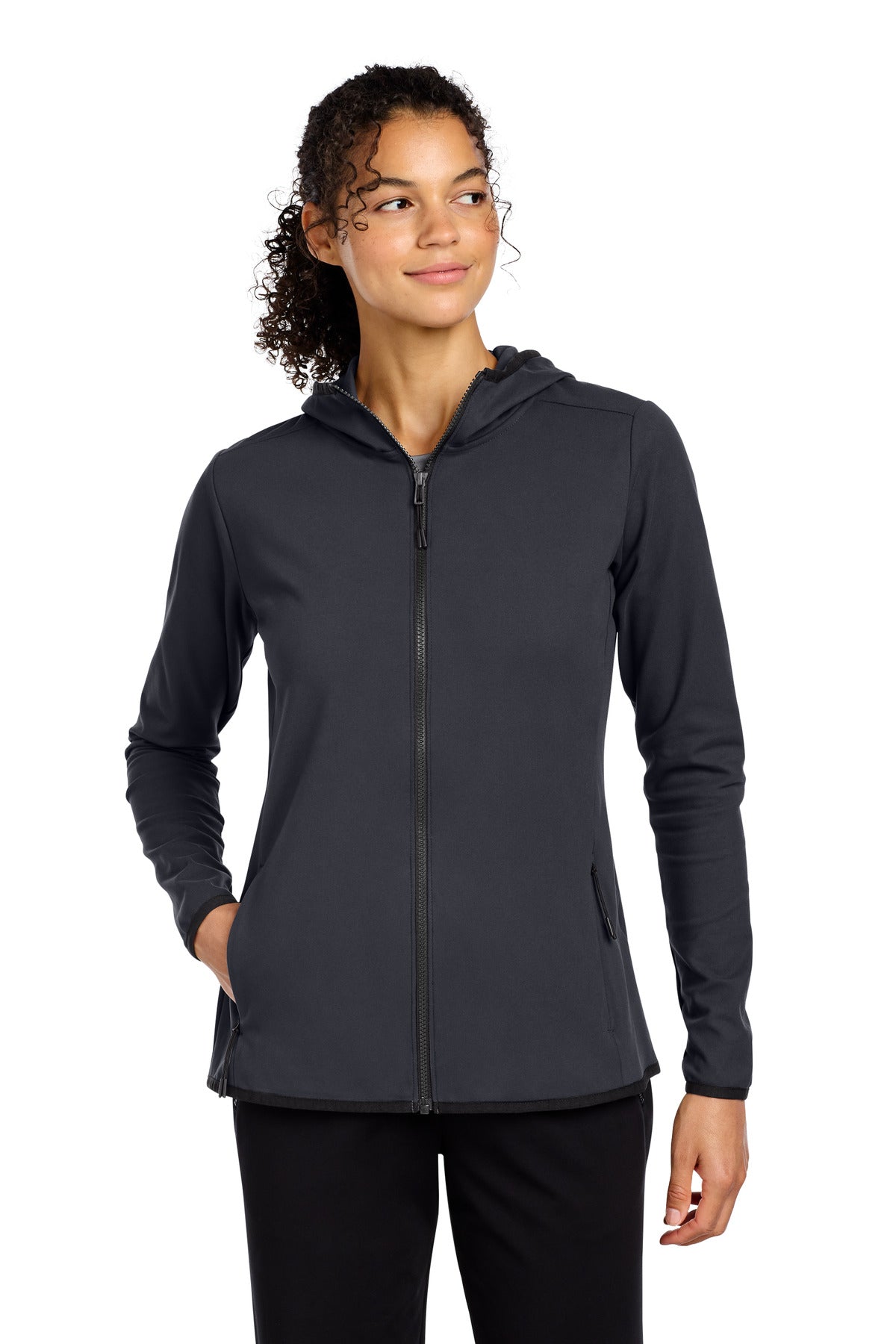 Custom Graphite Women's Circuit Hooded Full-Zip LST870, personalized by SanCanDo Swag in Argyle, TX