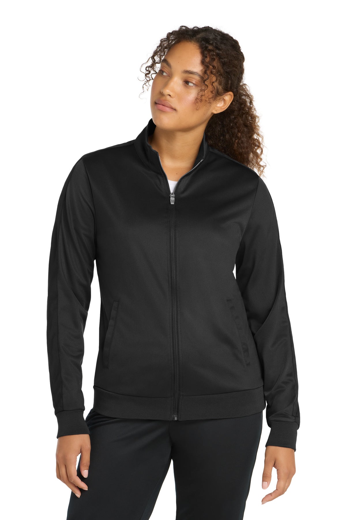 Custom Black/ Black Tricot Sleeve Stripe Track Jacket LST94, personalized by SanCanDo Swag in Argyle, TX