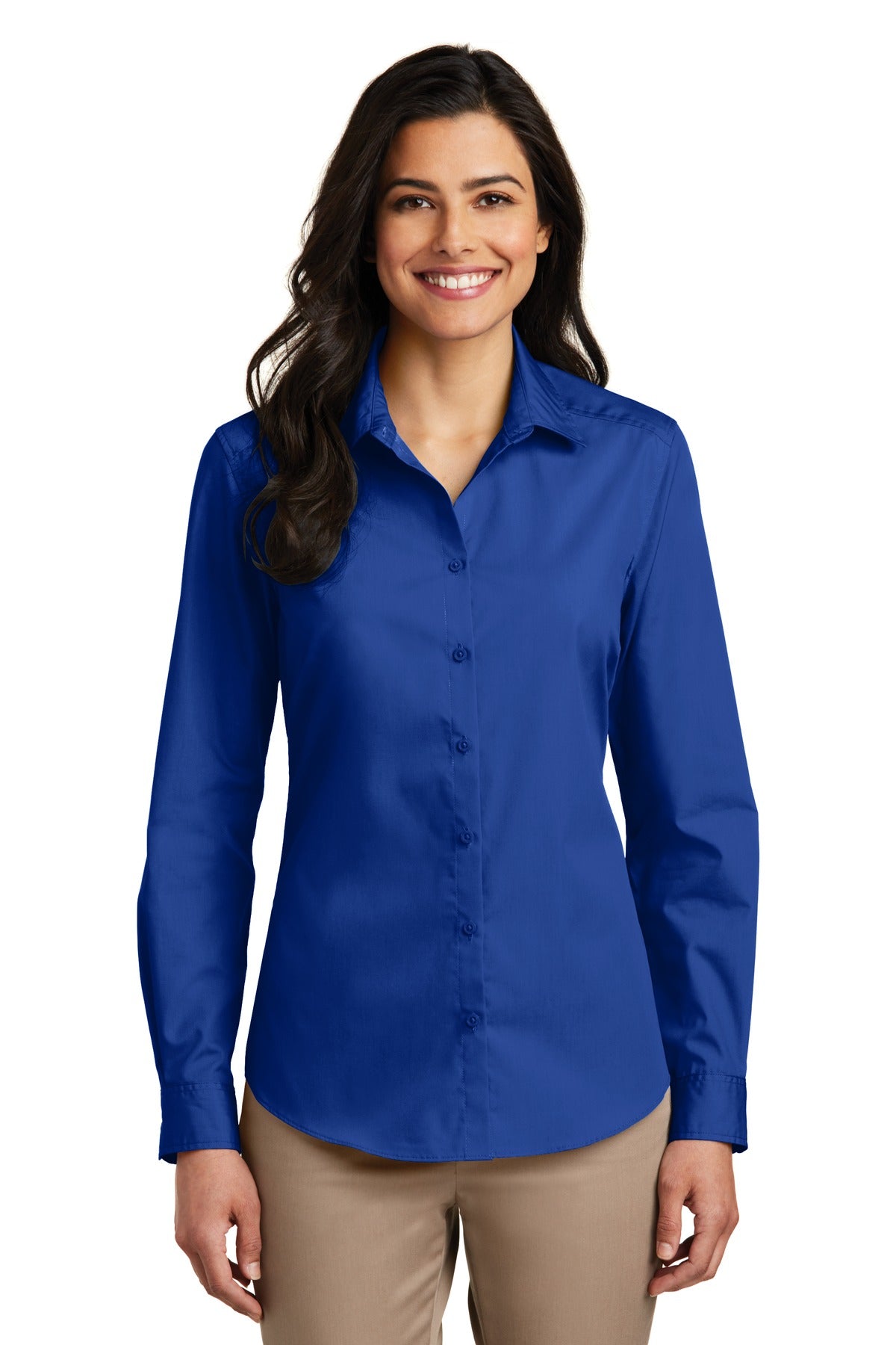 Custom True Royal Long Sleeve Carefree Poplin Shirt LW100, personalized by SanCanDo Swag in Argyle, TX