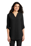 Custom Black Women's 3/4-Sleeve Tunic Blouse LW701, personalized by SanCanDo Swag in Argyle, TX
