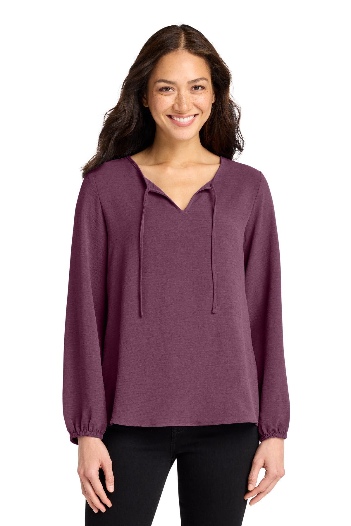 Custom Purple Mist Women's Textured Crepe Blouse LW714, personalized by SanCanDo Swag in Argyle, TX