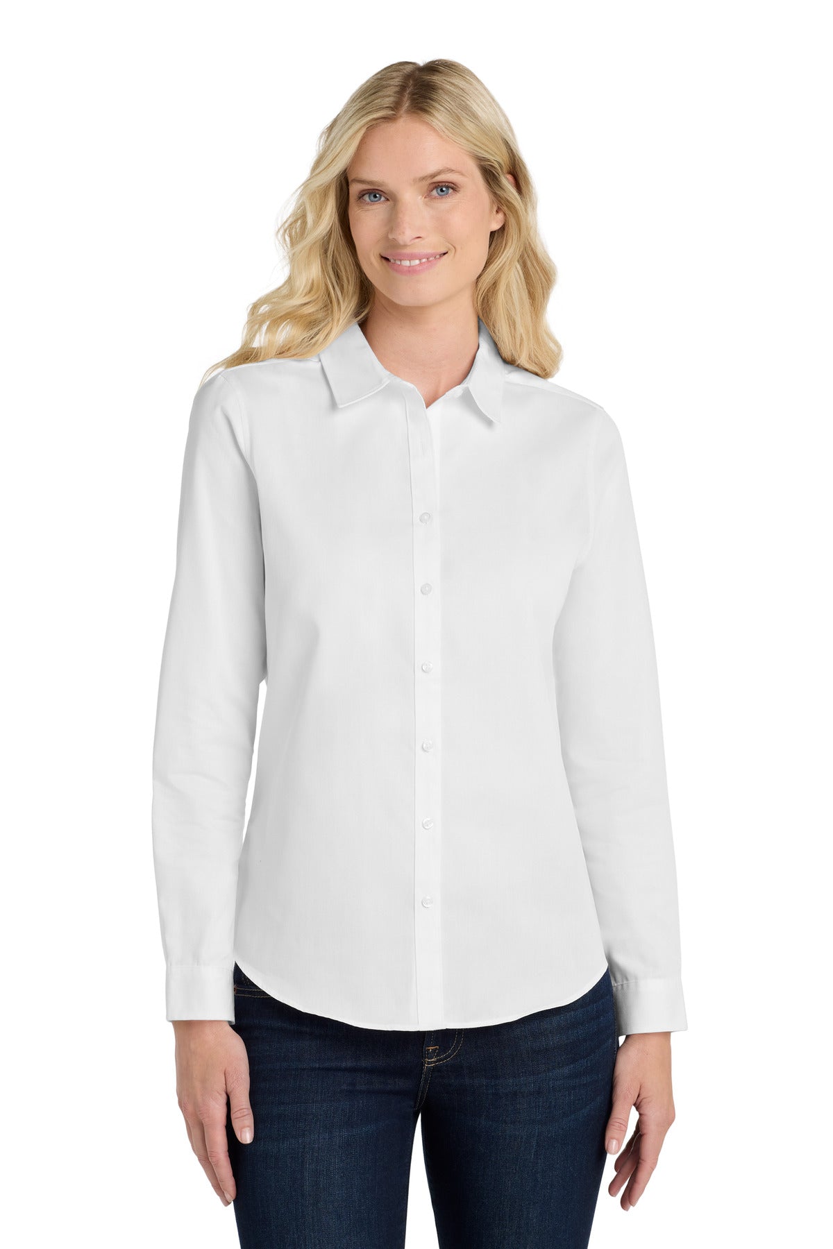 Custom White Long Sleeve SuperPro ReactTwill Shirt LW808, personalized by SanCanDo Swag in Argyle, TX