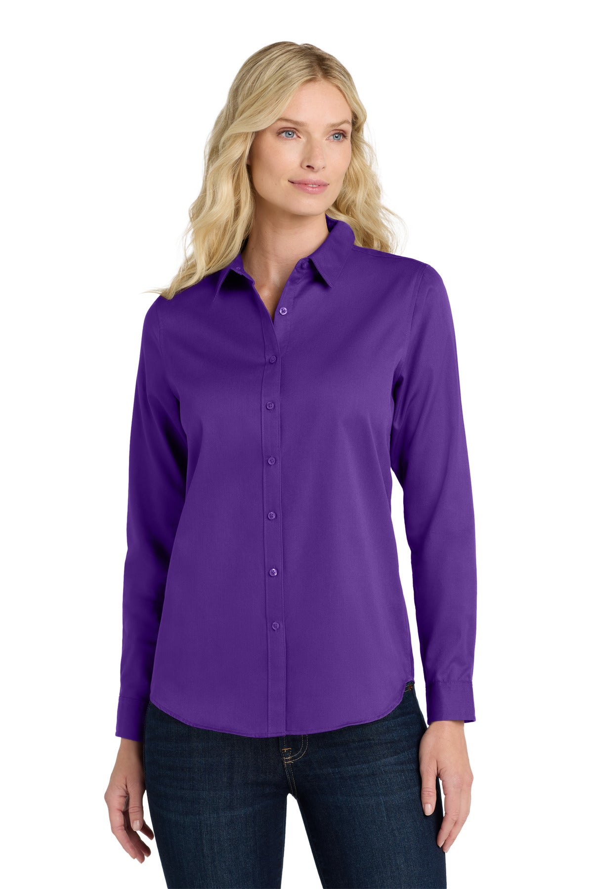Custom Purple Long Sleeve SuperPro ReactTwill Shirt LW808, personalized by SanCanDo Swag in Argyle, TX