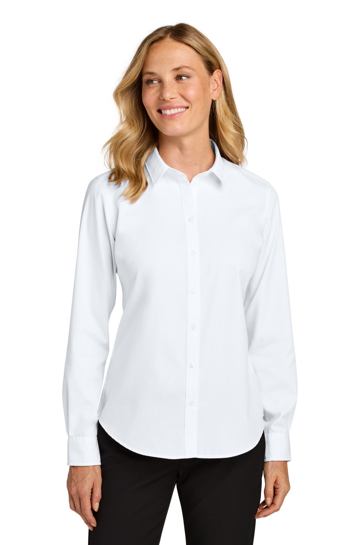 Custom White Long Sleeve Nailhead Easy Care Shirt LW816, personalized by SanCanDo Swag in Argyle, TX