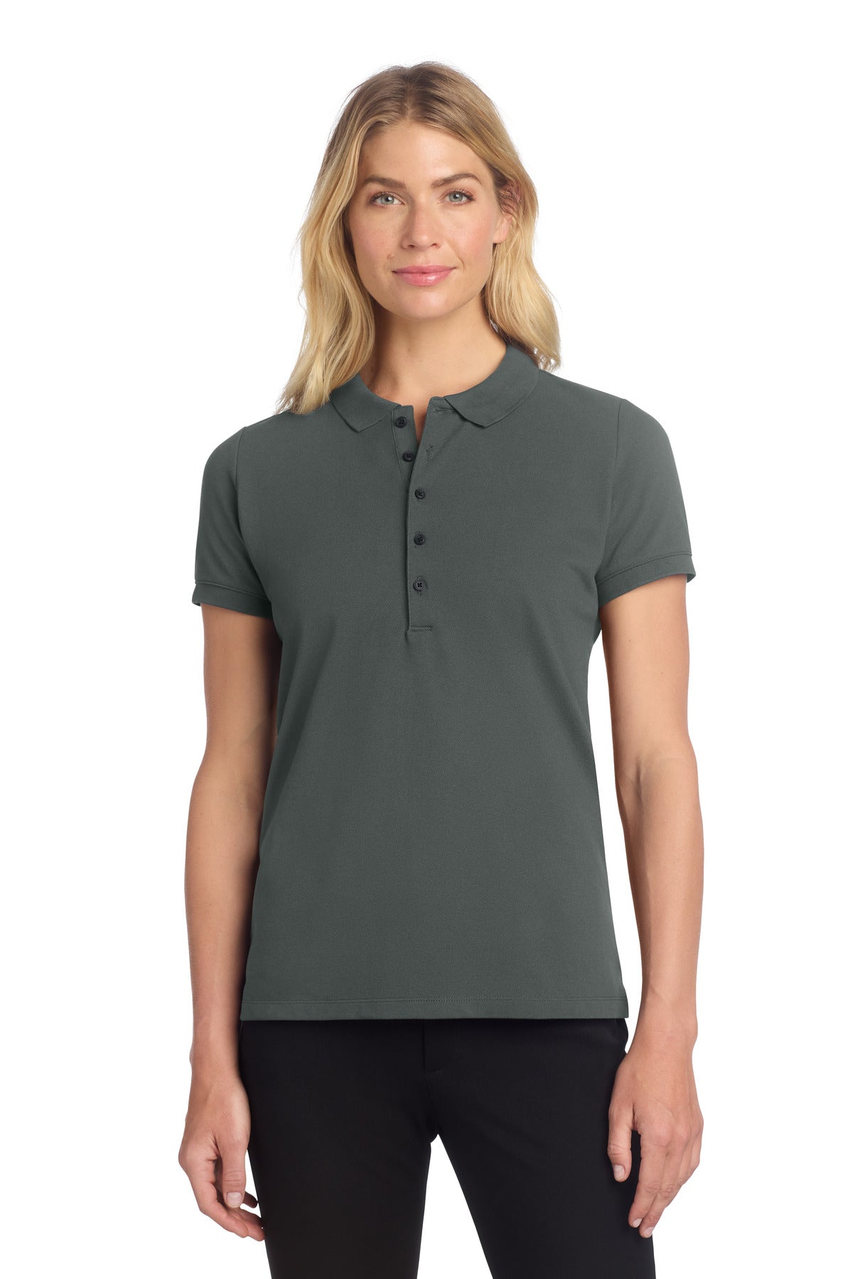 Custom Anchor Grey Women's Stretch Heavyweight Pique Polo MM1001, personalized by SanCanDo Swag in Argyle, TX