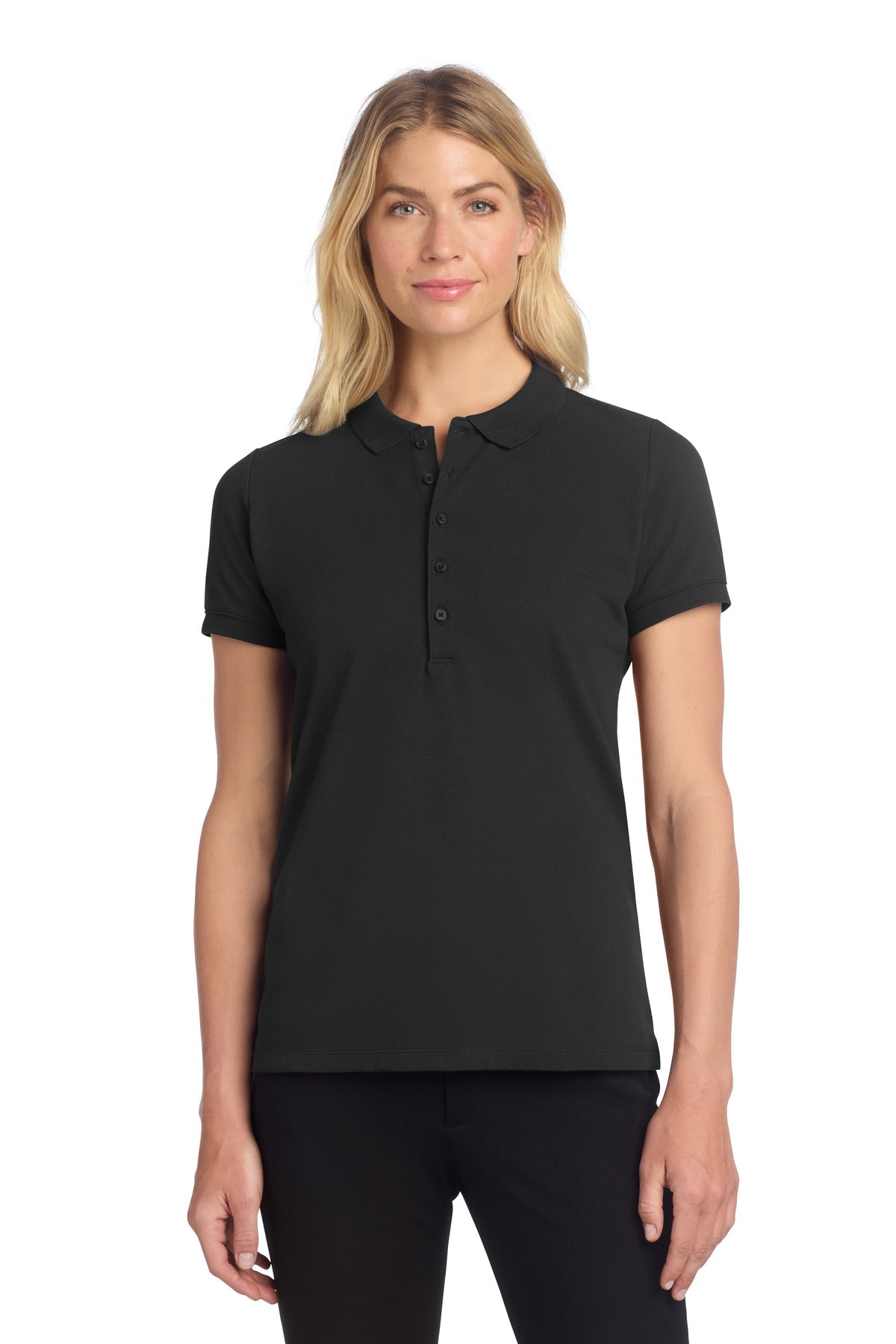 Custom Deep Black Women's Stretch Heavyweight Pique Polo MM1001, personalized by SanCanDo Swag in Argyle, TX