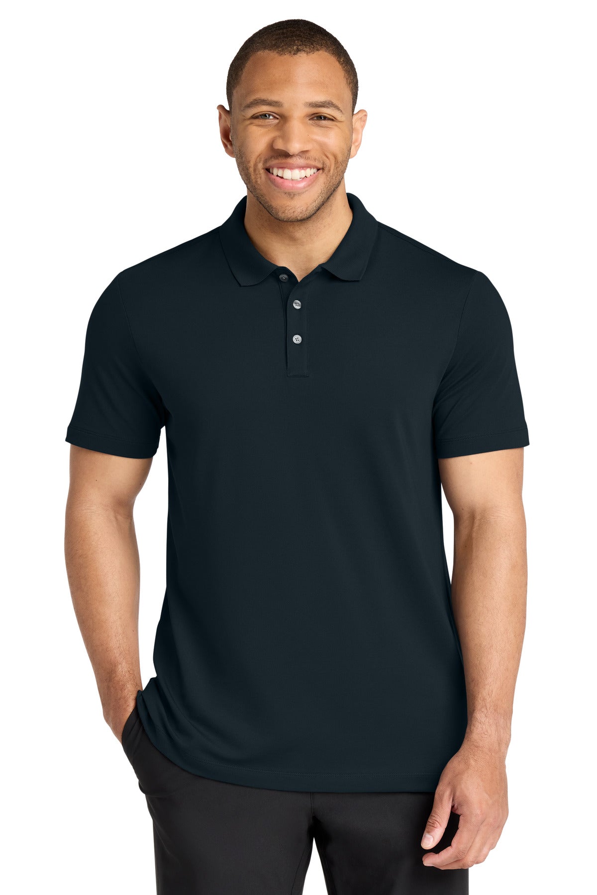 Custom Night Navy Stretch Pique Polo MM1004, personalized by SanCanDo Swag in Argyle, TX