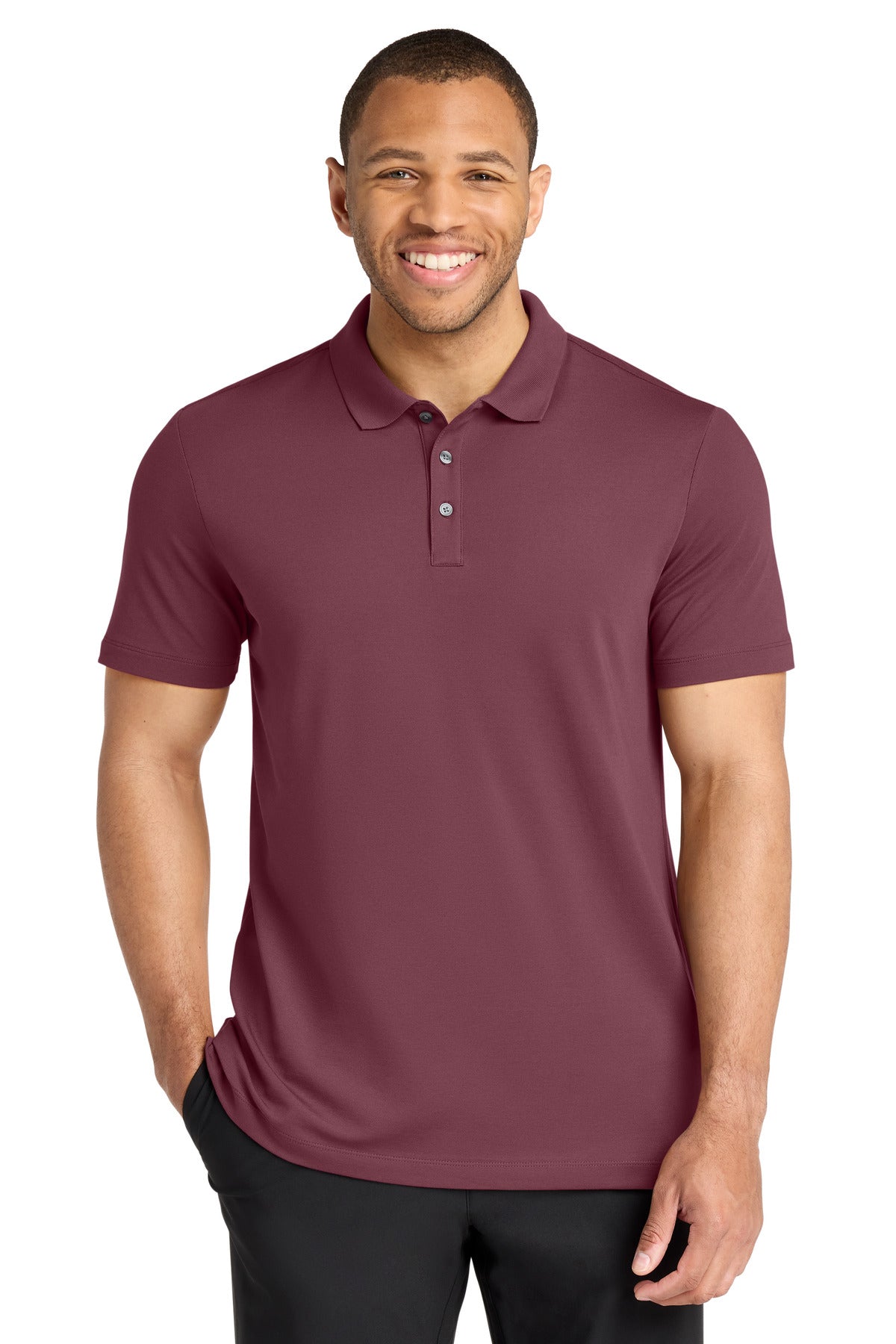 Custom Rosewood Stretch Pique Polo MM1004, personalized by SanCanDo Swag in Argyle, TX