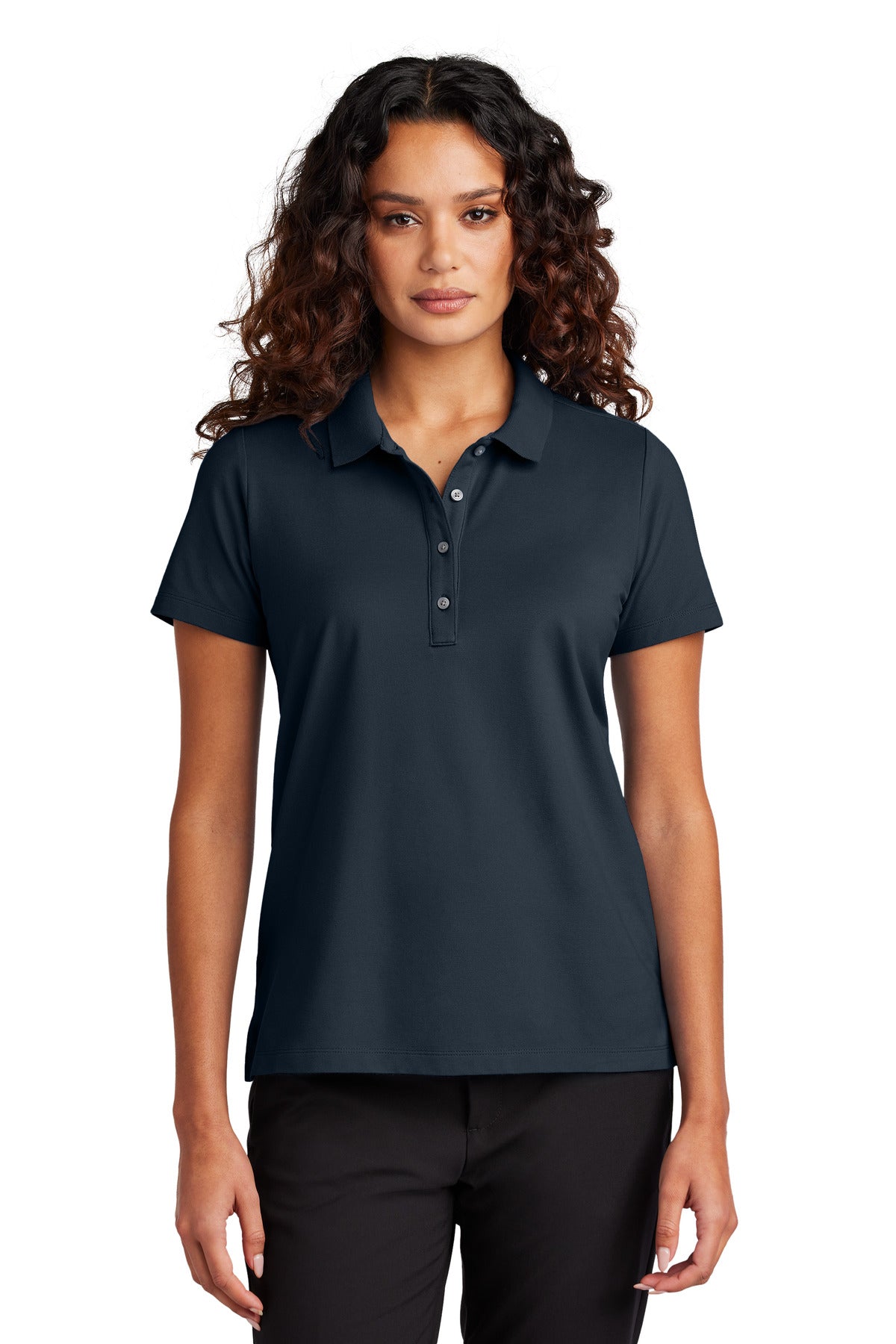 Custom Night Navy Women's Stretch Pique Polo MM1005, personalized by SanCanDo Swag in Argyle, TX