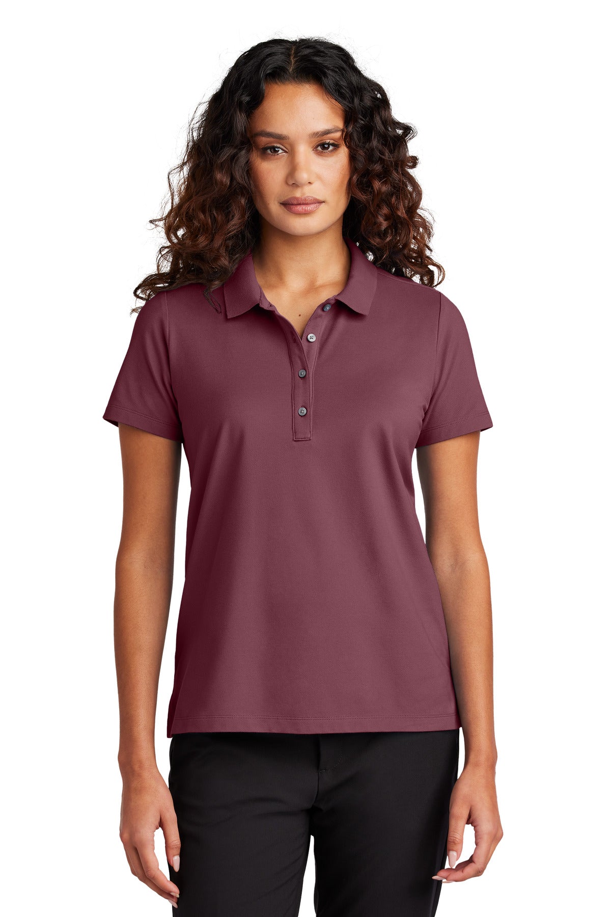 Custom Rosewood Women's Stretch Pique Polo MM1005, personalized by SanCanDo Swag in Argyle, TX
