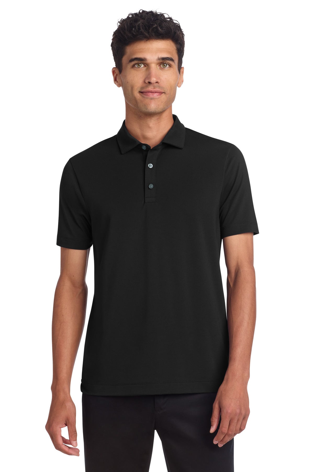 Custom Deep Black Stretch Jersey Polo MM1014, personalized by SanCanDo Swag in Argyle, TX