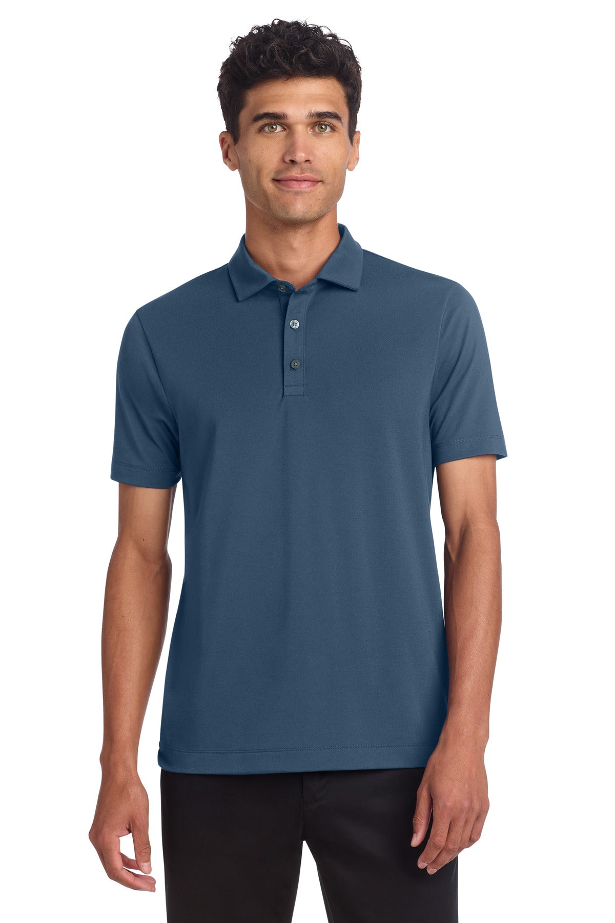 Custom Insignia Blue Stretch Jersey Polo MM1014, personalized by SanCanDo Swag in Argyle, TX