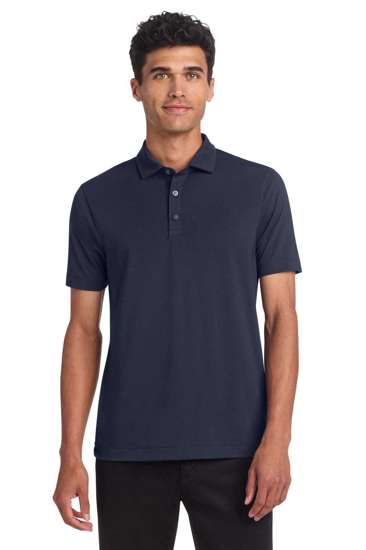 Custom Night Navy Stretch Jersey Polo MM1014, personalized by SanCanDo Swag in Argyle, TX